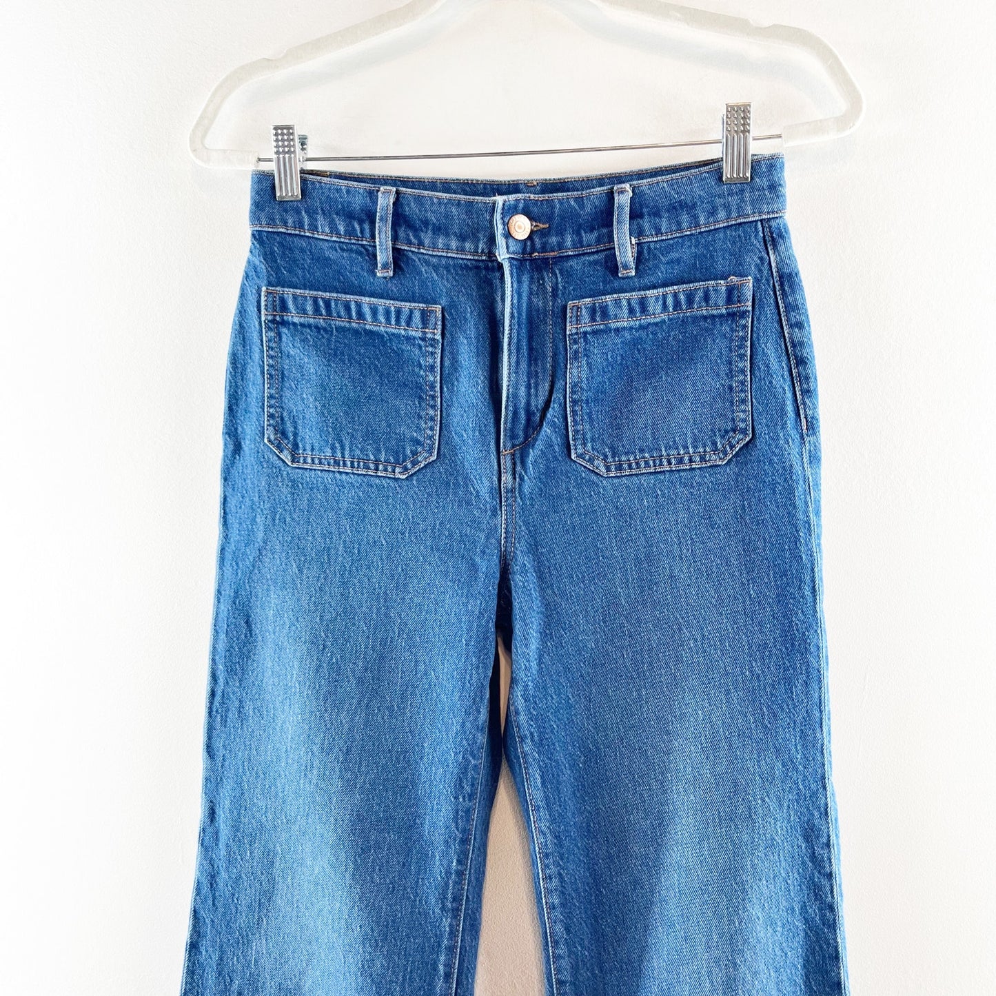 LOFT High Waisted Patch Pocket Wide Leg Jeans Blue 26 / 2