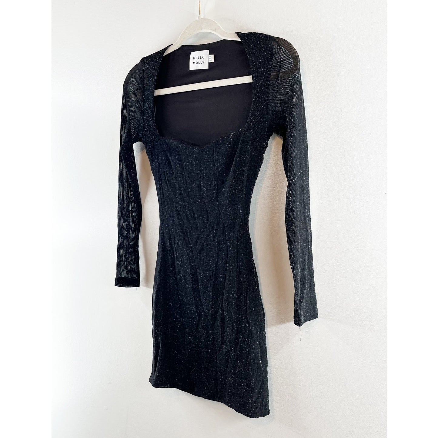 Hello Molly Bring Me To The Sky Long Sleeve Bodycon Mini Dress Metallic Black 2