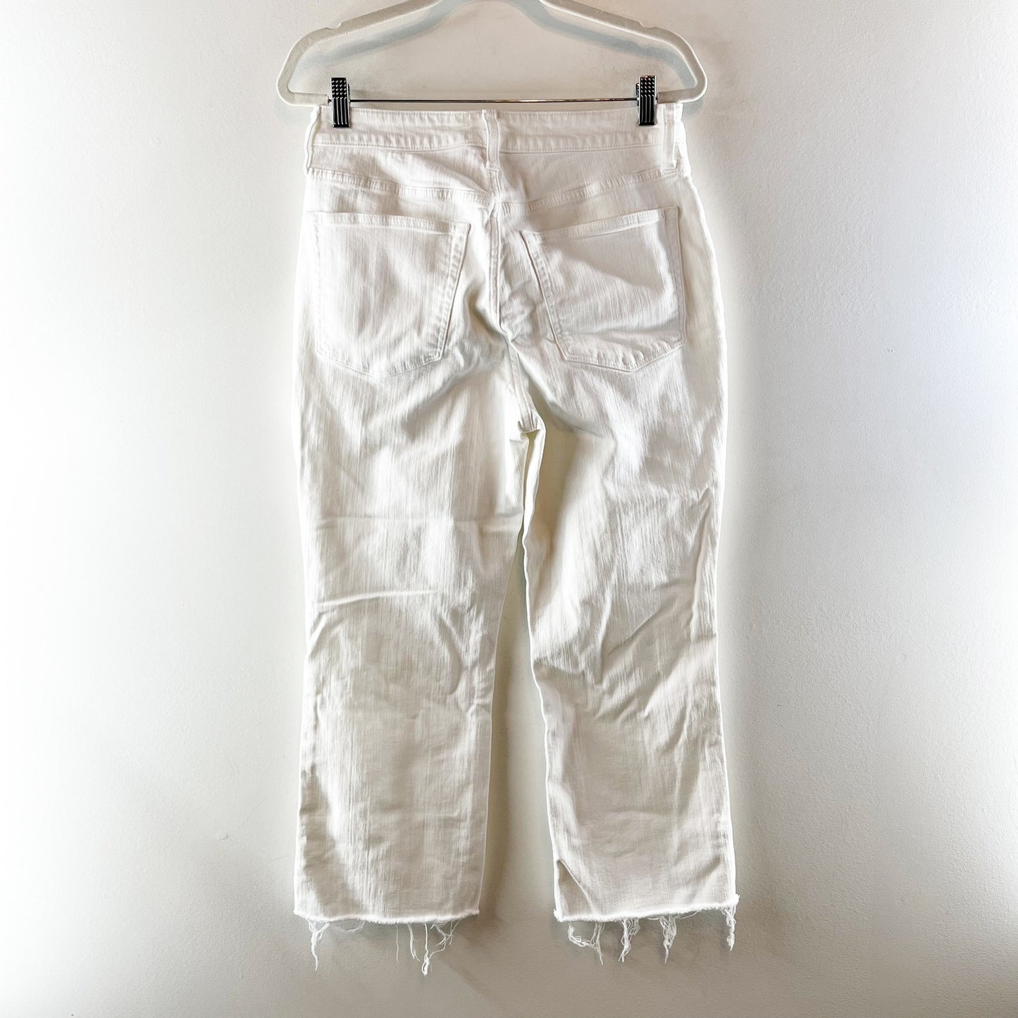 J. Crew Curvy Mid Rise Flare Crop Raw Hem Jeans White 30 / 10