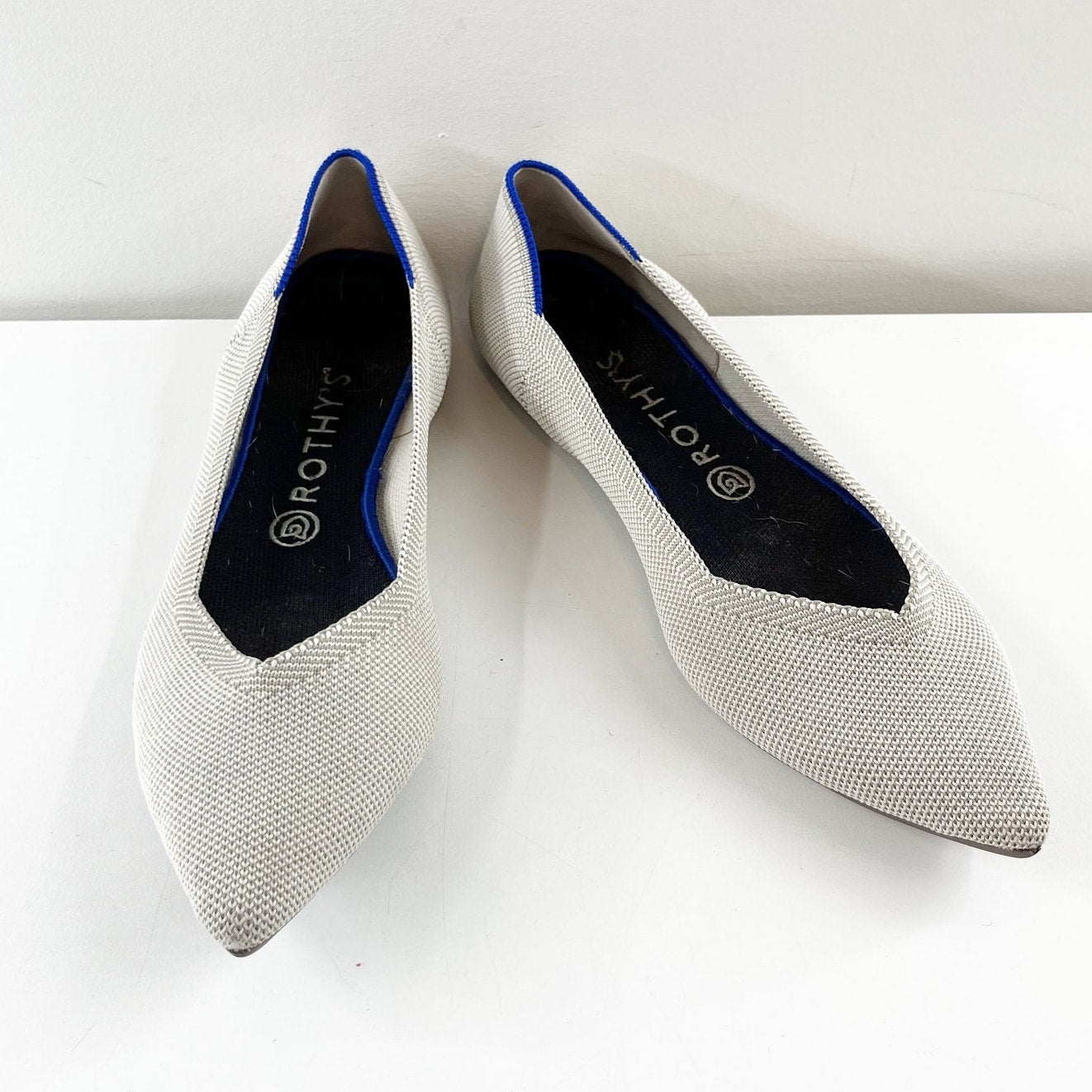 Rothy’s Slip On The Point Washable Ballet Flats Flax Birdseye Gray 10