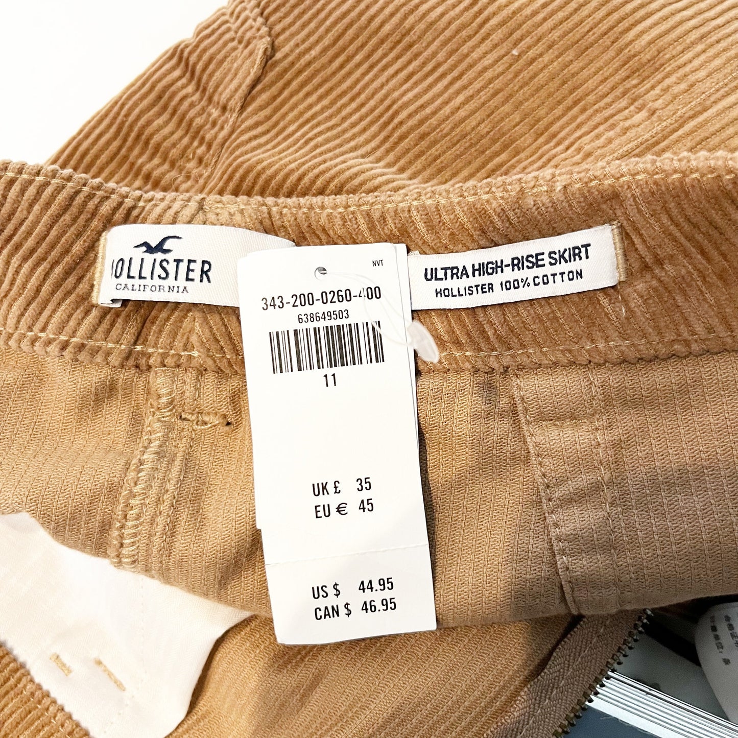 Hollister Ultra High Rise Corduroy Mini Skirt Brown 11
