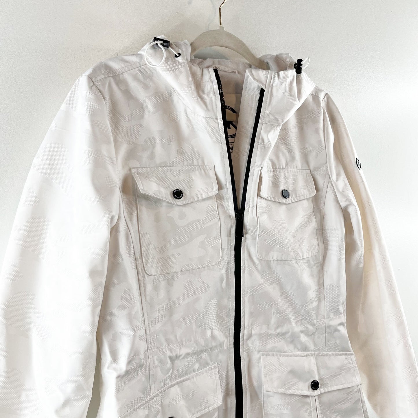 Michael Kors Long Sleeve Full Zip Lightweight Hip Length Camo White Jacket M