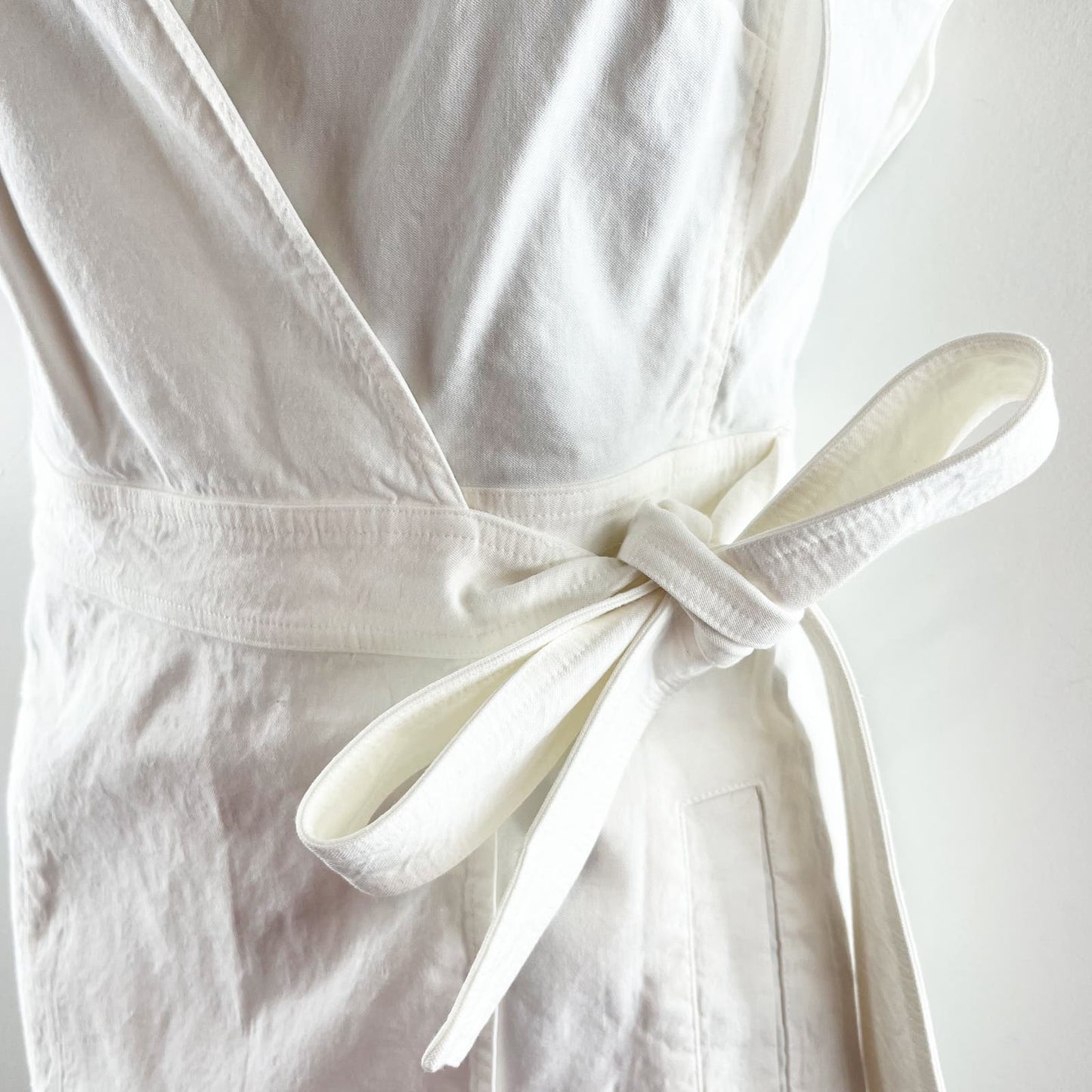 A.L.C Sidelle Linen Blend Wrap Ruffle Sleeve Mini Dress White 4