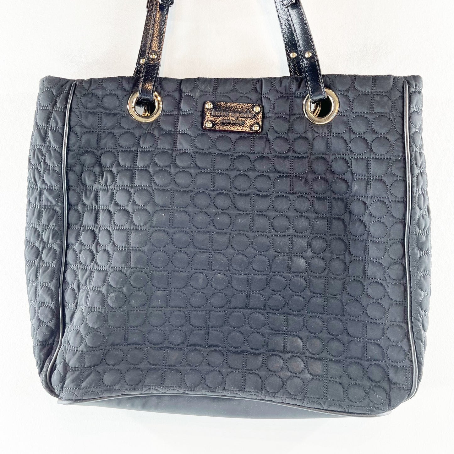 Kate Spade Quilted Leather Handle Tote Bag Purse Black