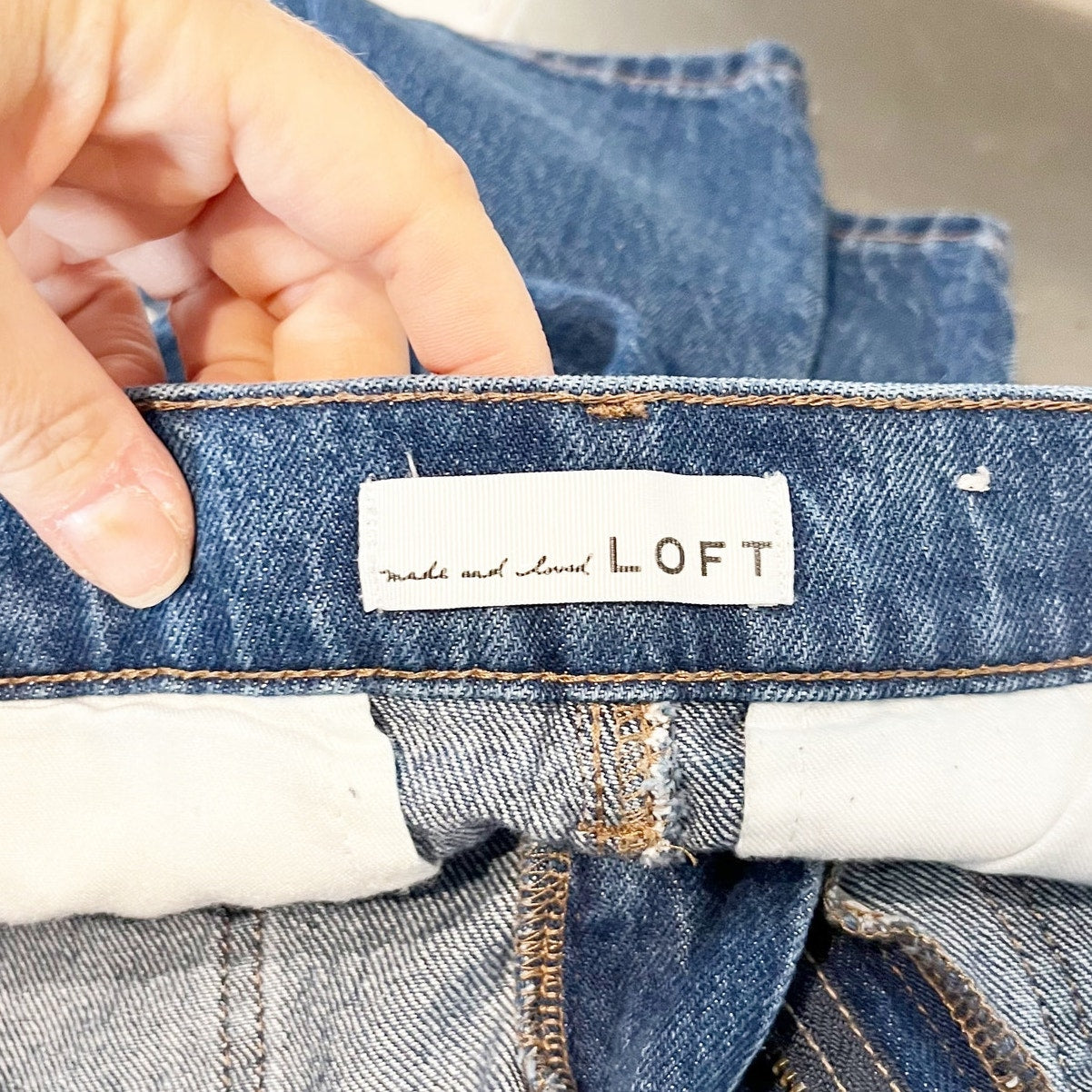 LOFT High Waisted Patch Pocket Wide Leg Jeans Blue 26 / 2