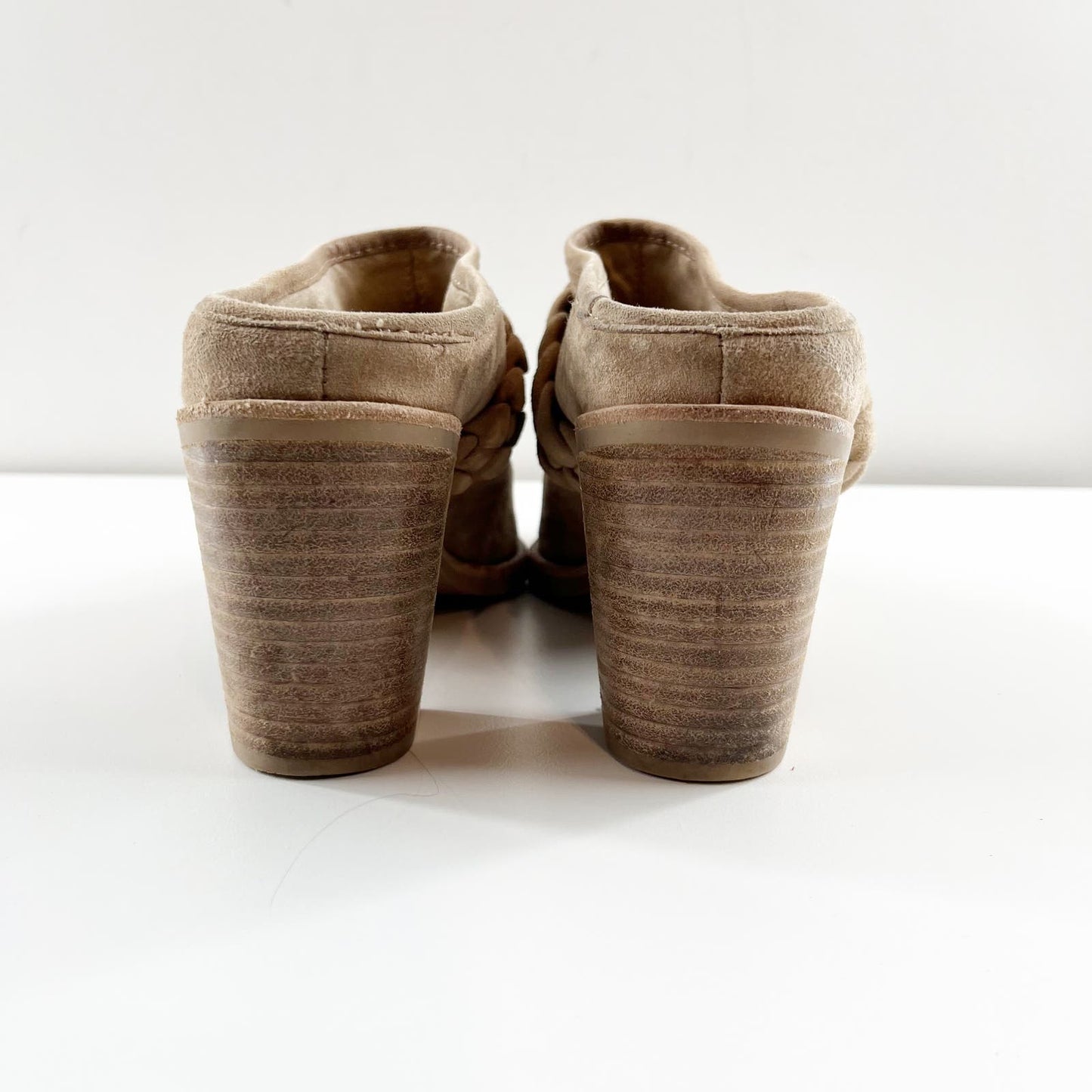 Dolce Vita Serla Pointed Toe Braided Slip On Mule Block Heel Brown Tan 7.5