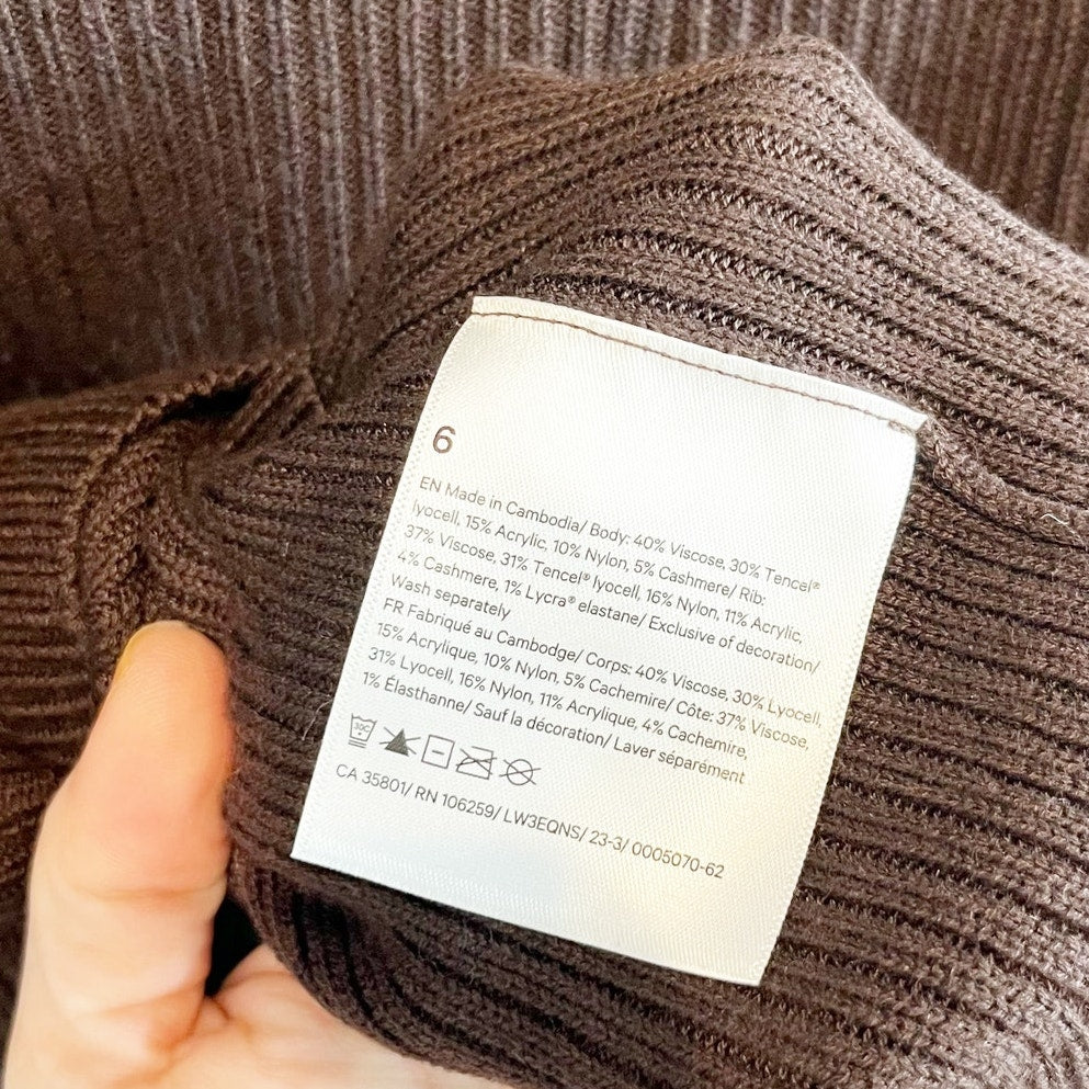 Lululemon Long Sleeve Boxy Reversible Crossover Sweater Espresso Brown 6