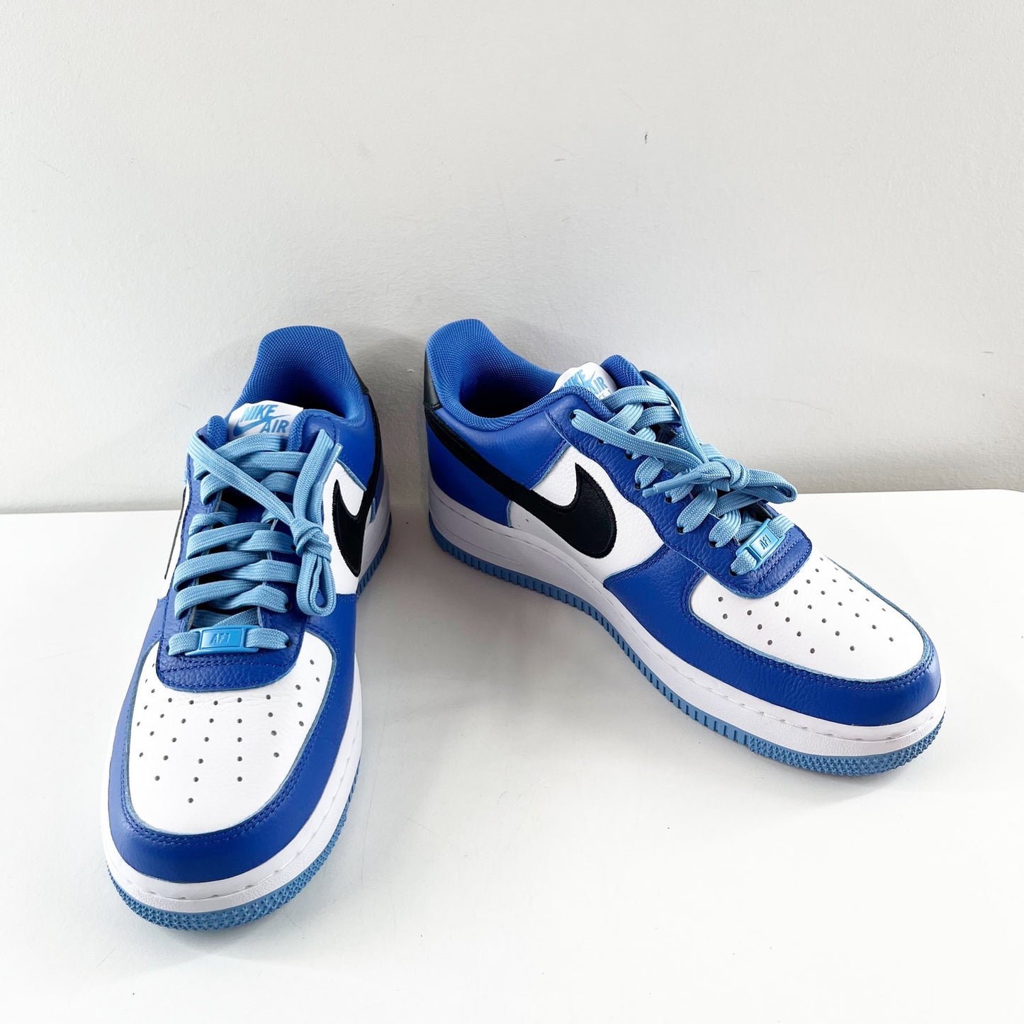 Nike Air Force 1 Low By You Lace Up Dunks Sneakers Blue White Black 9.5