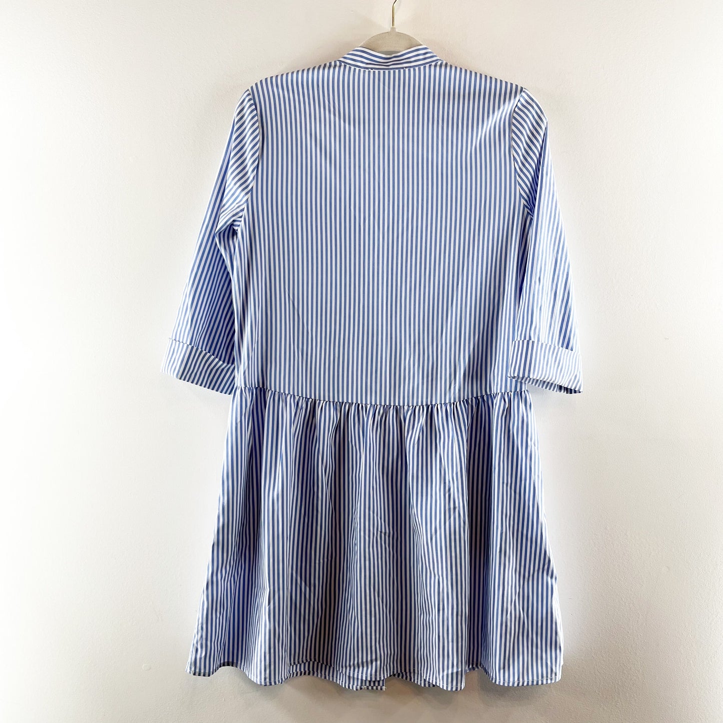 Tuckernuck Striped 3/4 Sleeve Royal Shirt Mini Dress Blue XS