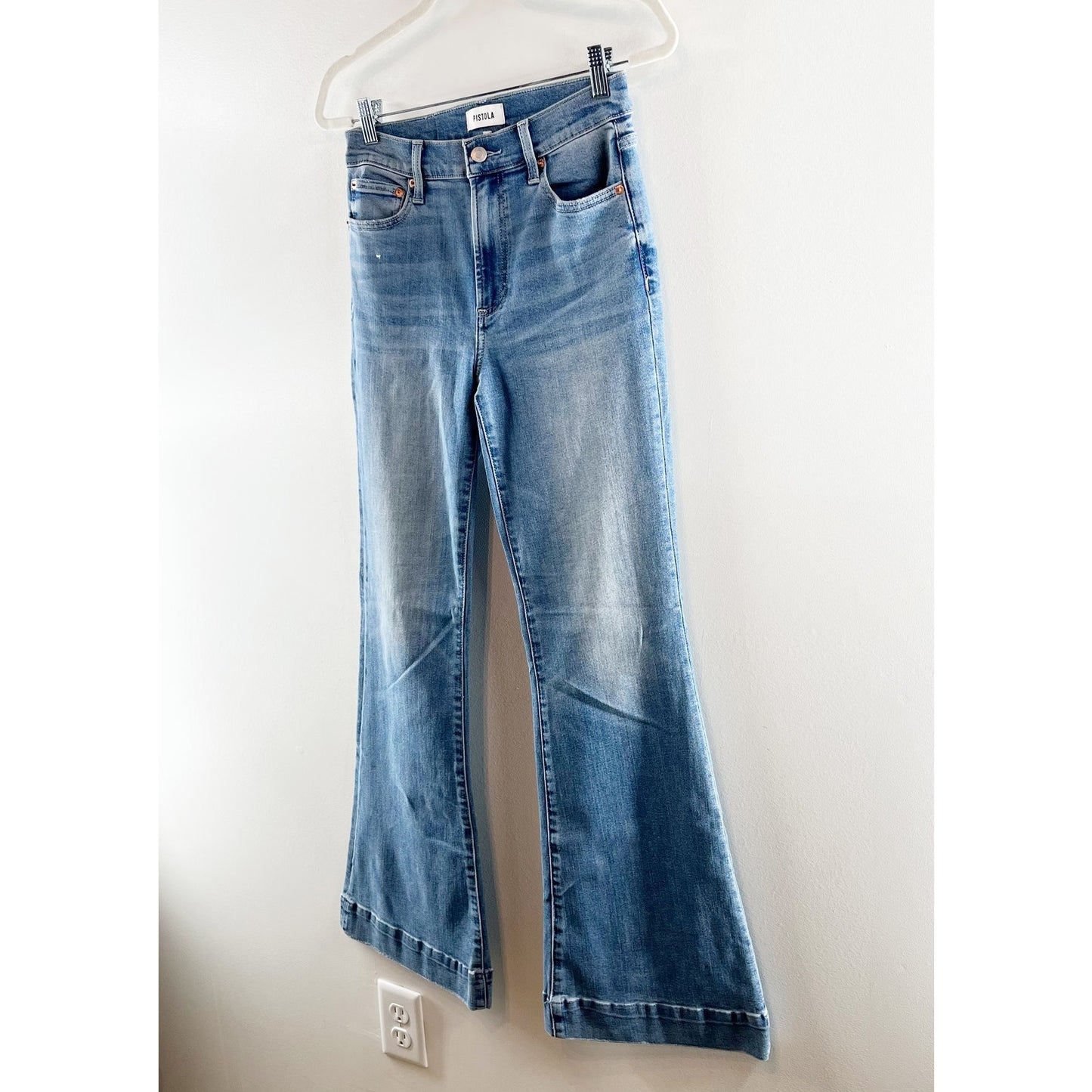 Pistola Kinsley Mid Rise Flare Leg Jeans Blue 27