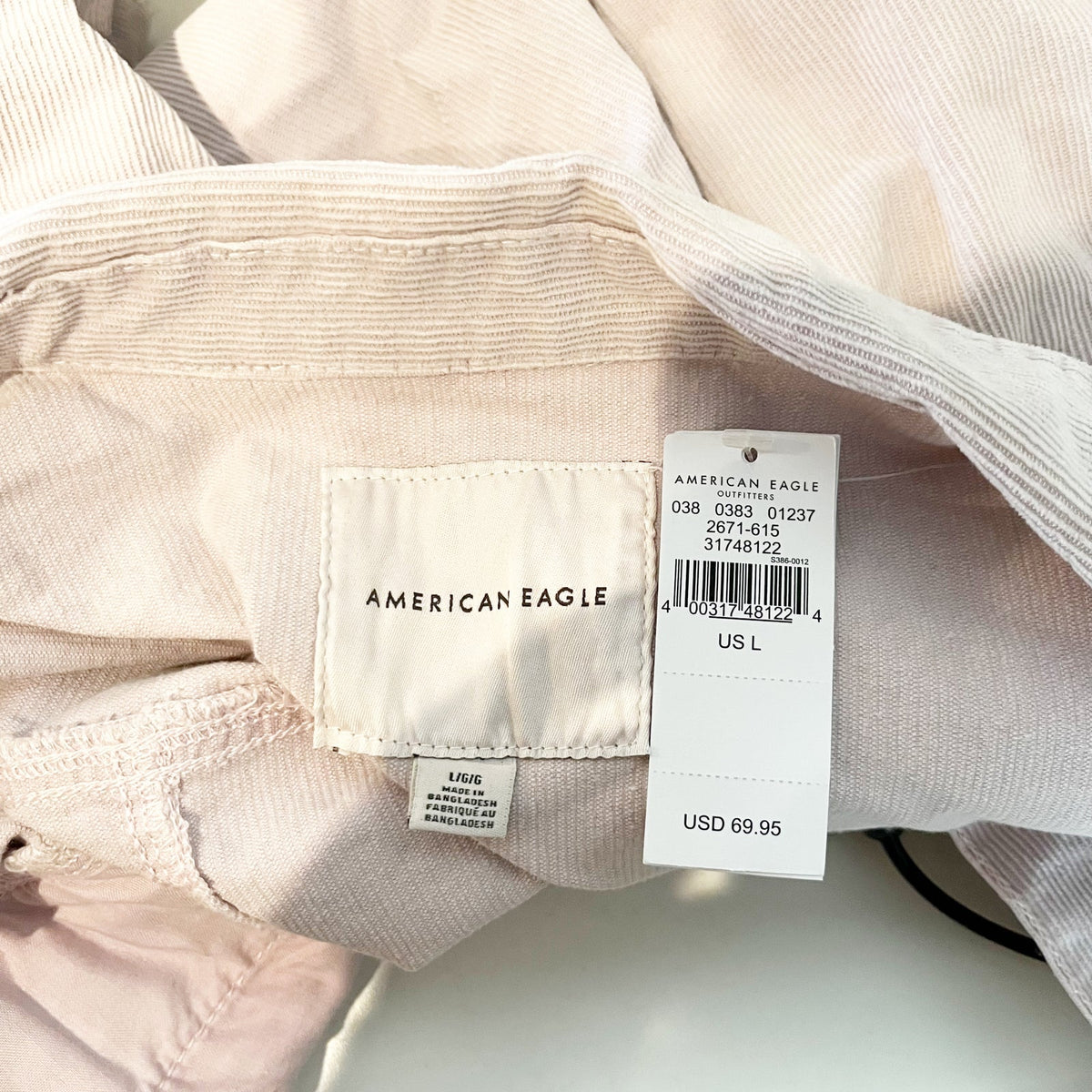 American Eagle Outfitters Long Sleeve Corduroy Jacket Light Pink Large