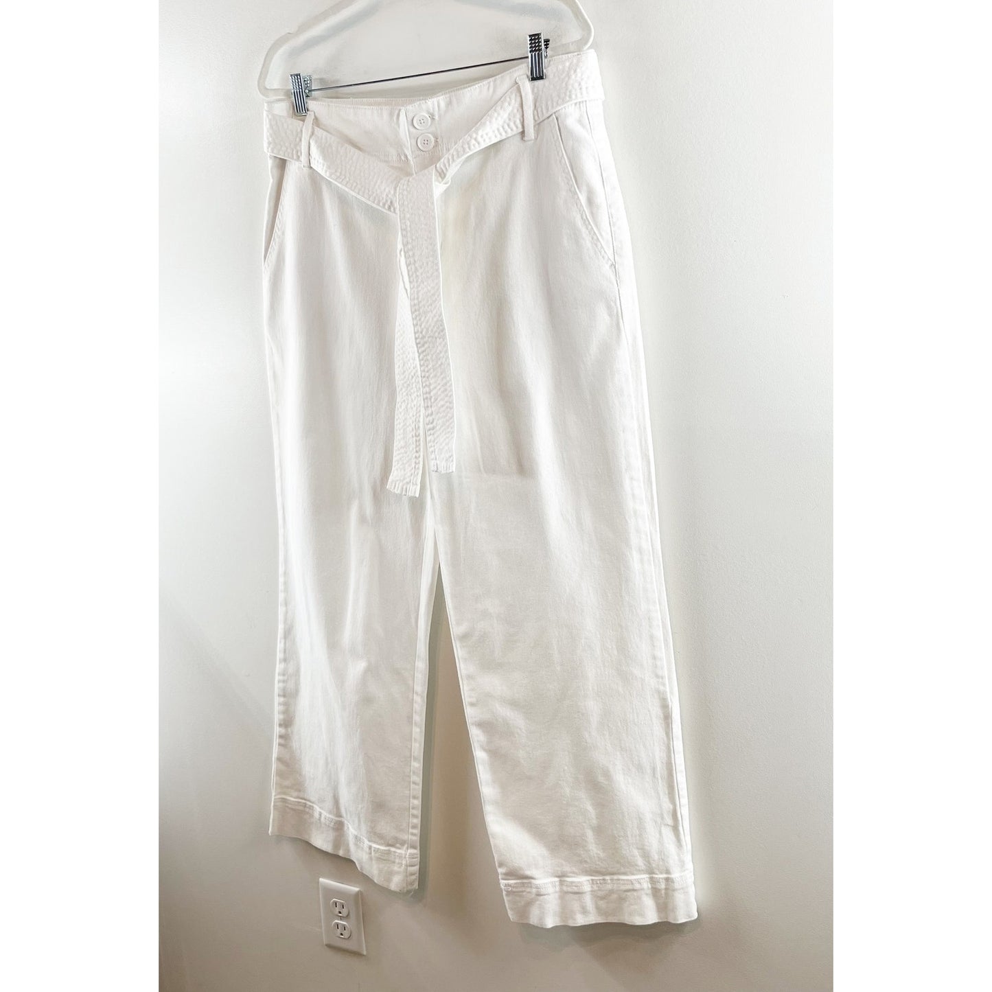 A New Day High Rise Wide Leg Belted Trouser Pants White 16