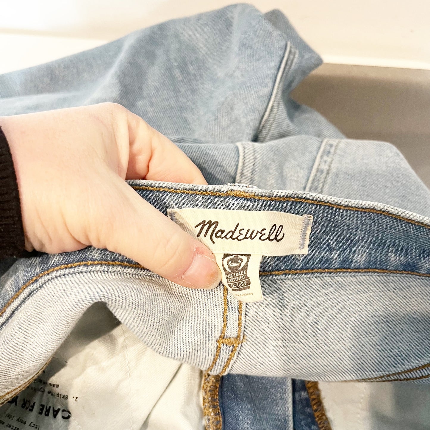 Madewell High Rise Perfect Vintage Straight Leg Jeans Raw Hem Blue 27