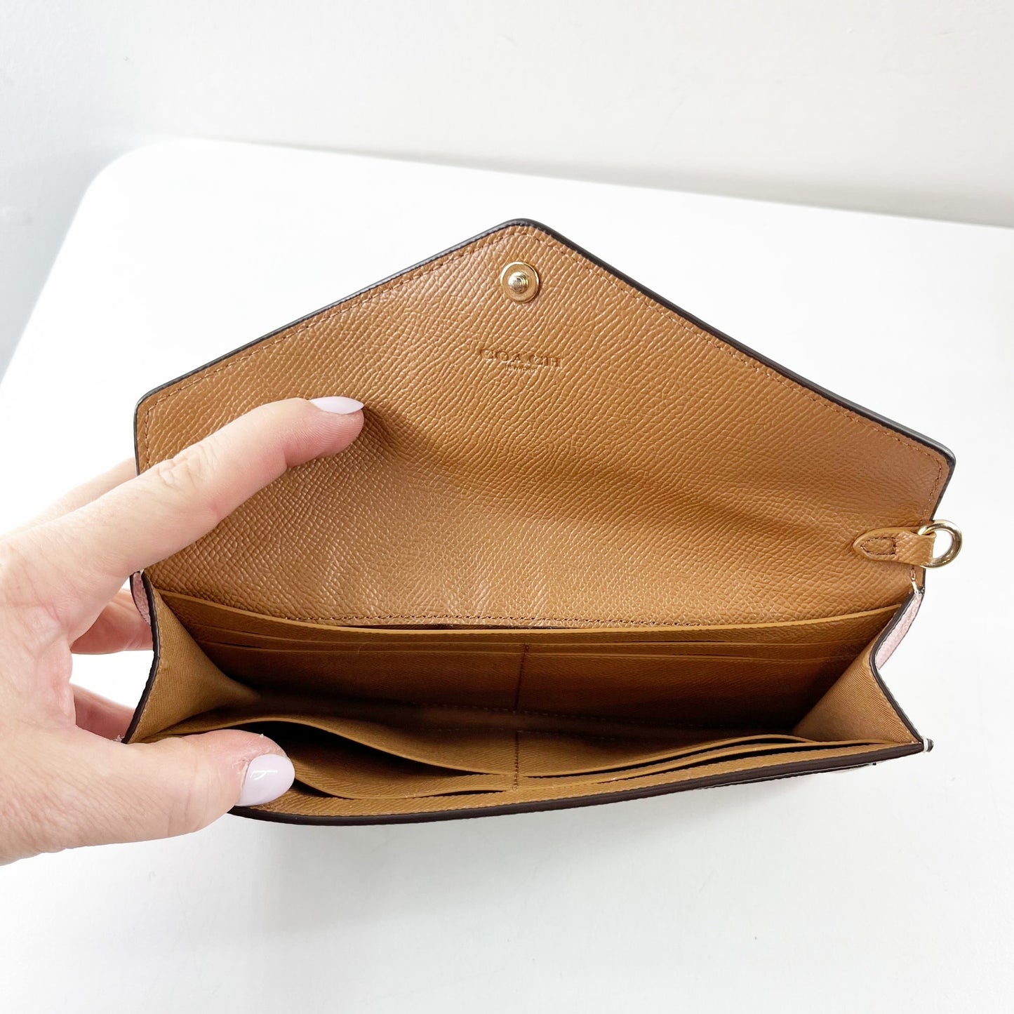Coach Slim Envelope Wallet Colorblock Pink Green Yellow