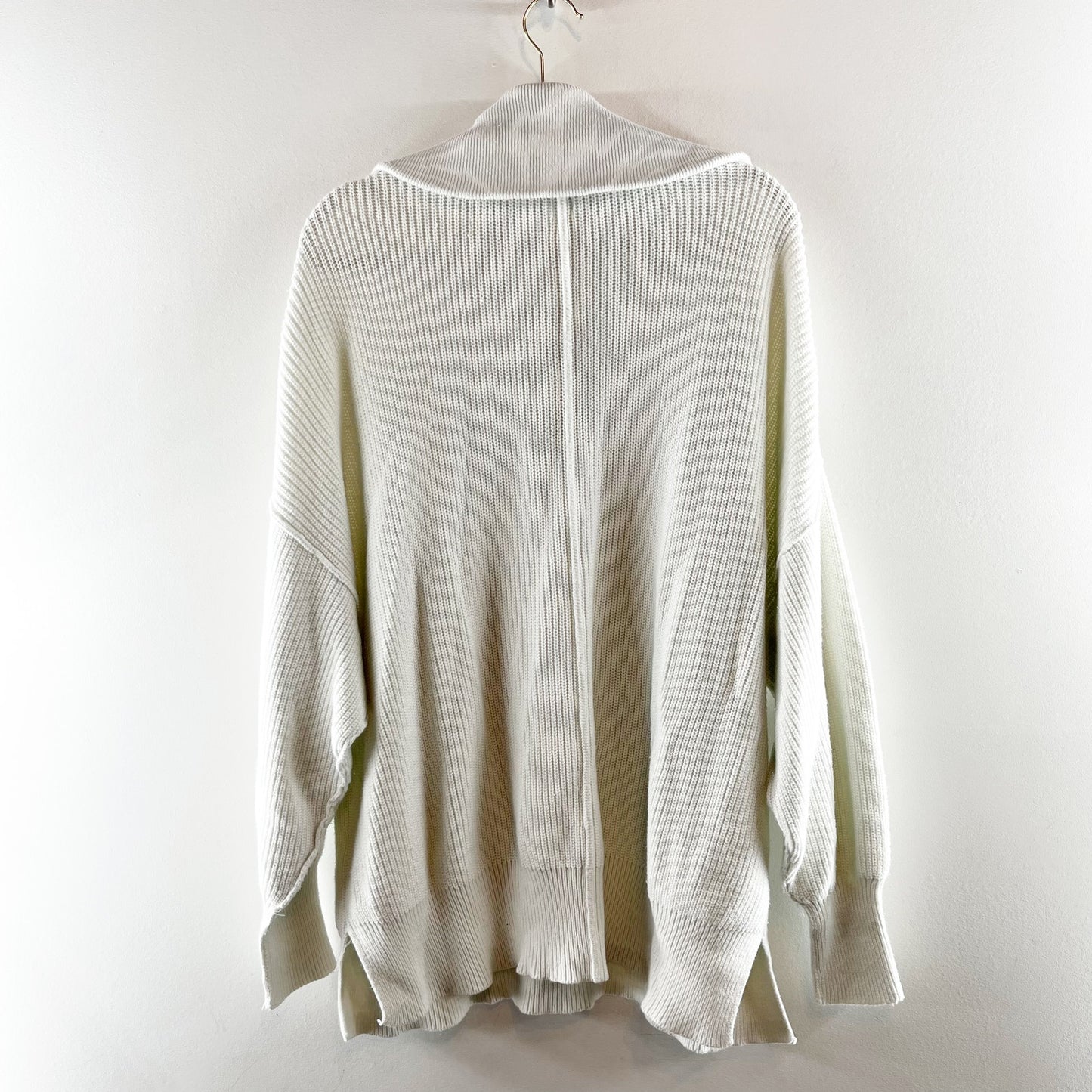 Aerie Beyond Down To Earth Quarter Zip Oversized Ribbed Sweater White Large