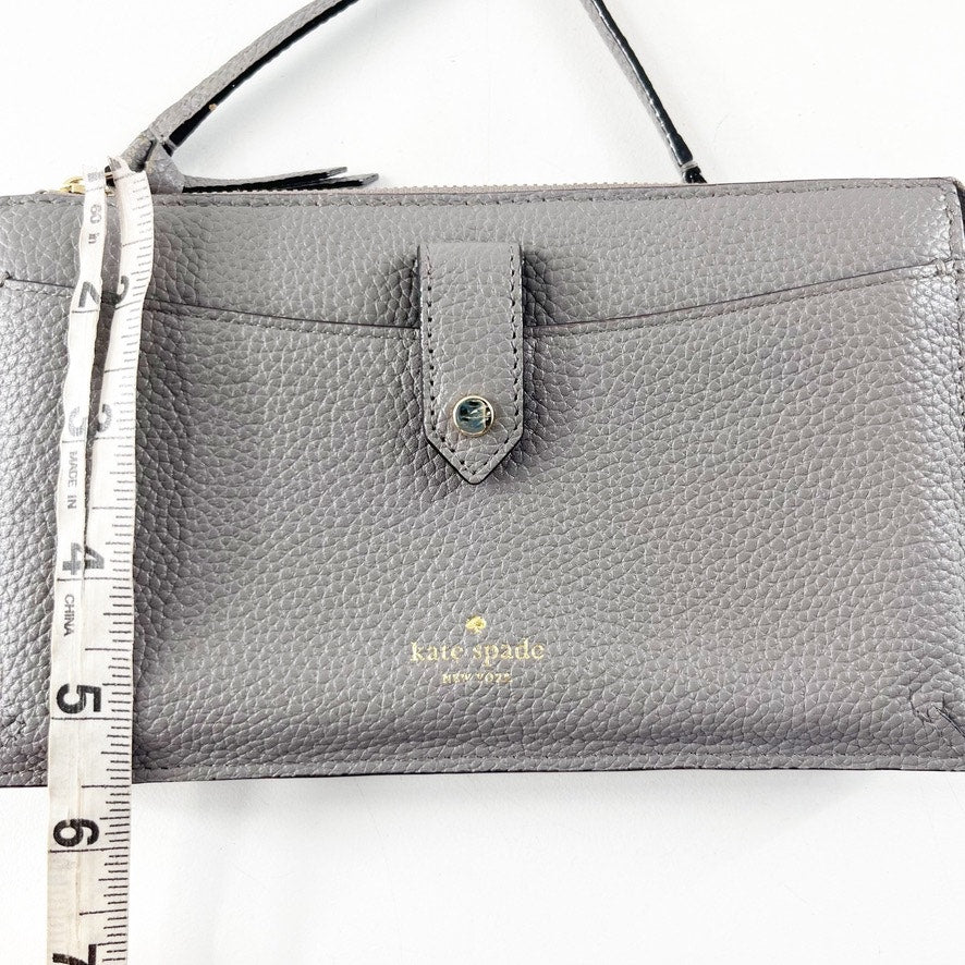 Kate Spade Jackson Small Tab Leather Crossbody Bag Purse Gray