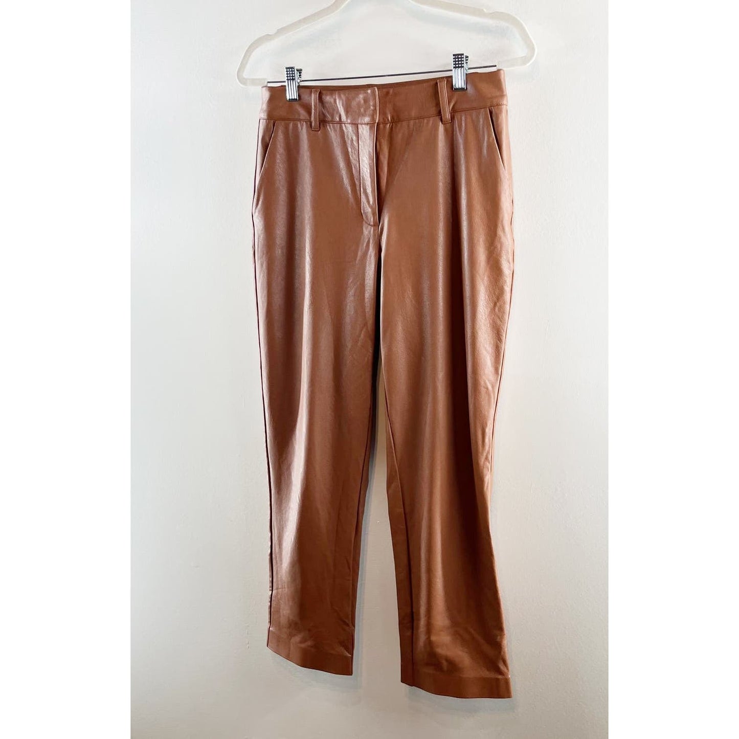 Commando Faux Leather High Rise 7/8 Cropped Trouser Pants Cocoa Brown Small