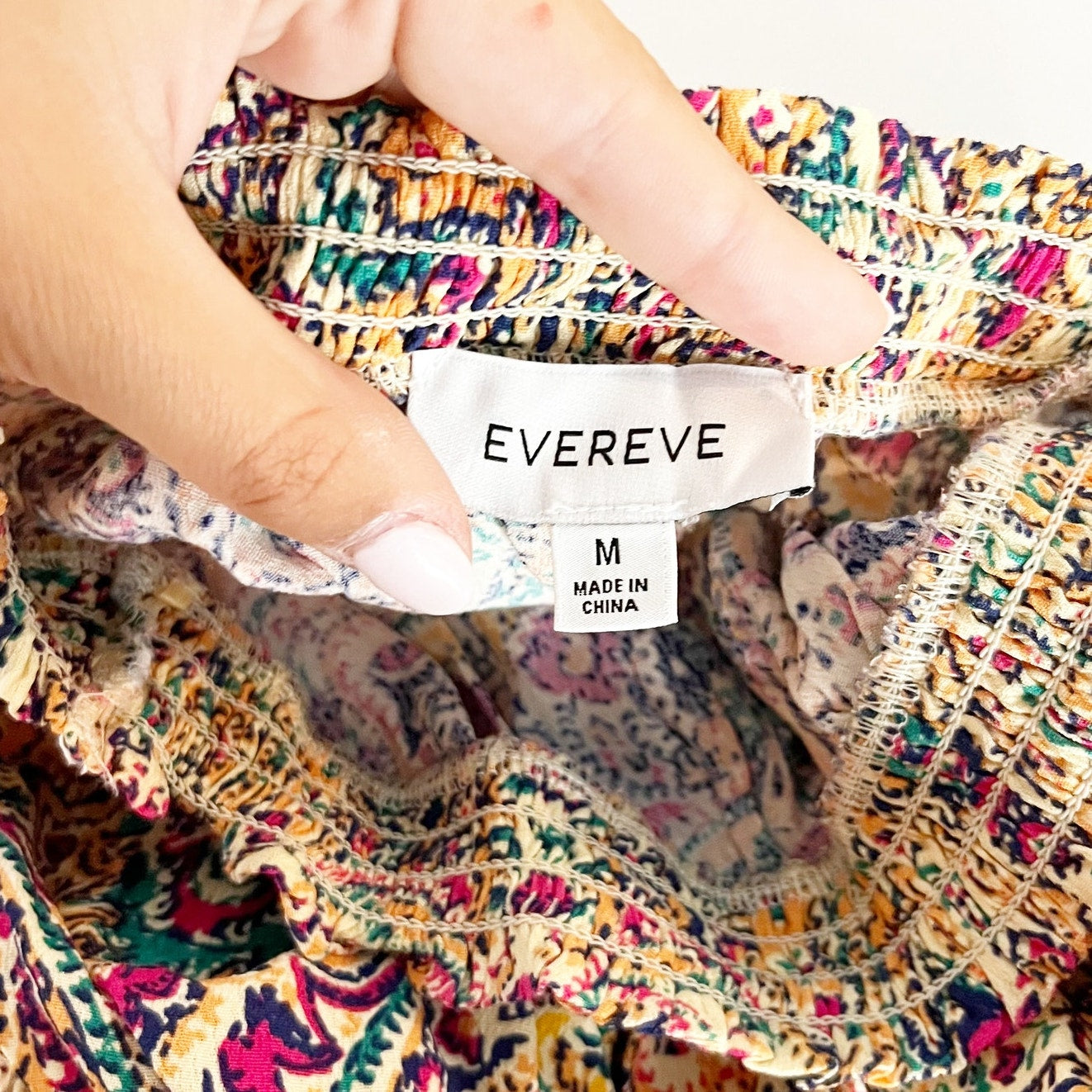 Evereve Strapless Smocked Wide Leg Paisley Print Jumpsuit Orange Red Medium