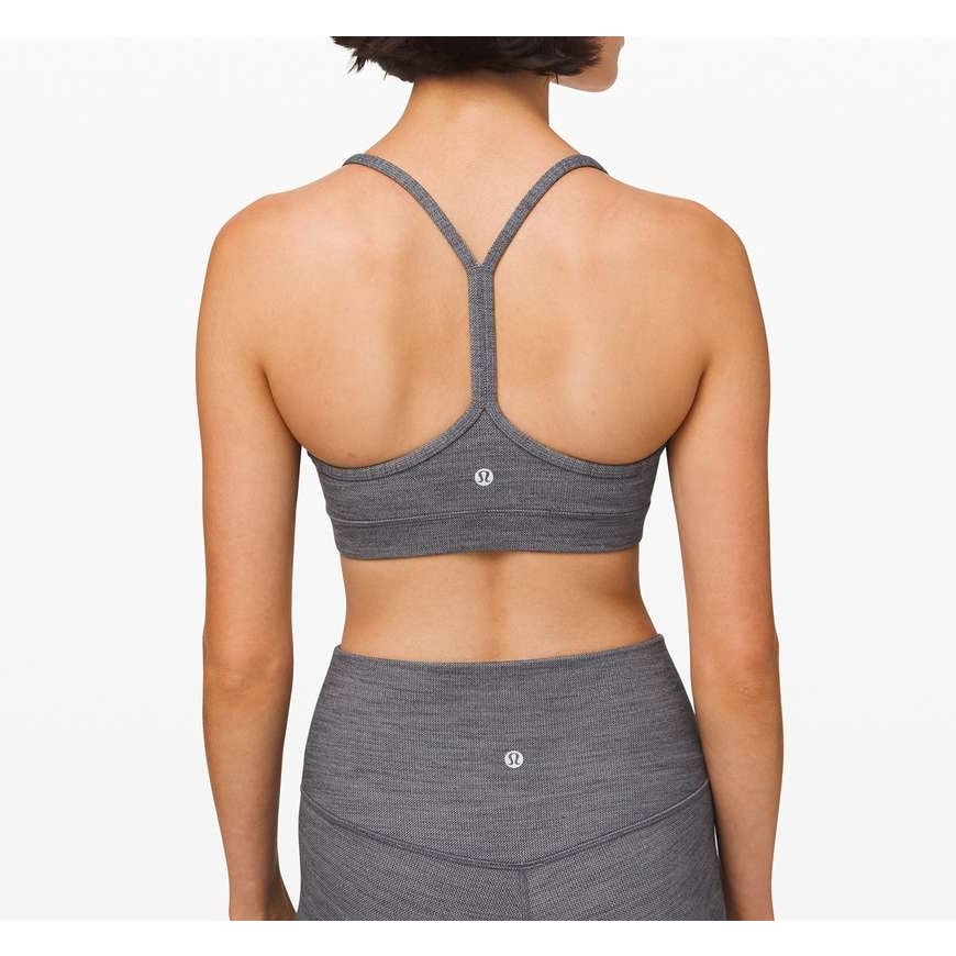 Lululemon Flow Y Bra Nulu Mini Heathered Herringbone Heathered Black White Black