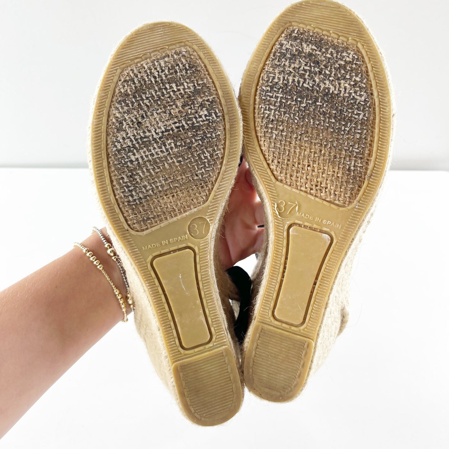 Dalson Leather Slip On Wedge Espadrilles Slingback Sandals Black 37 / US 6.5
