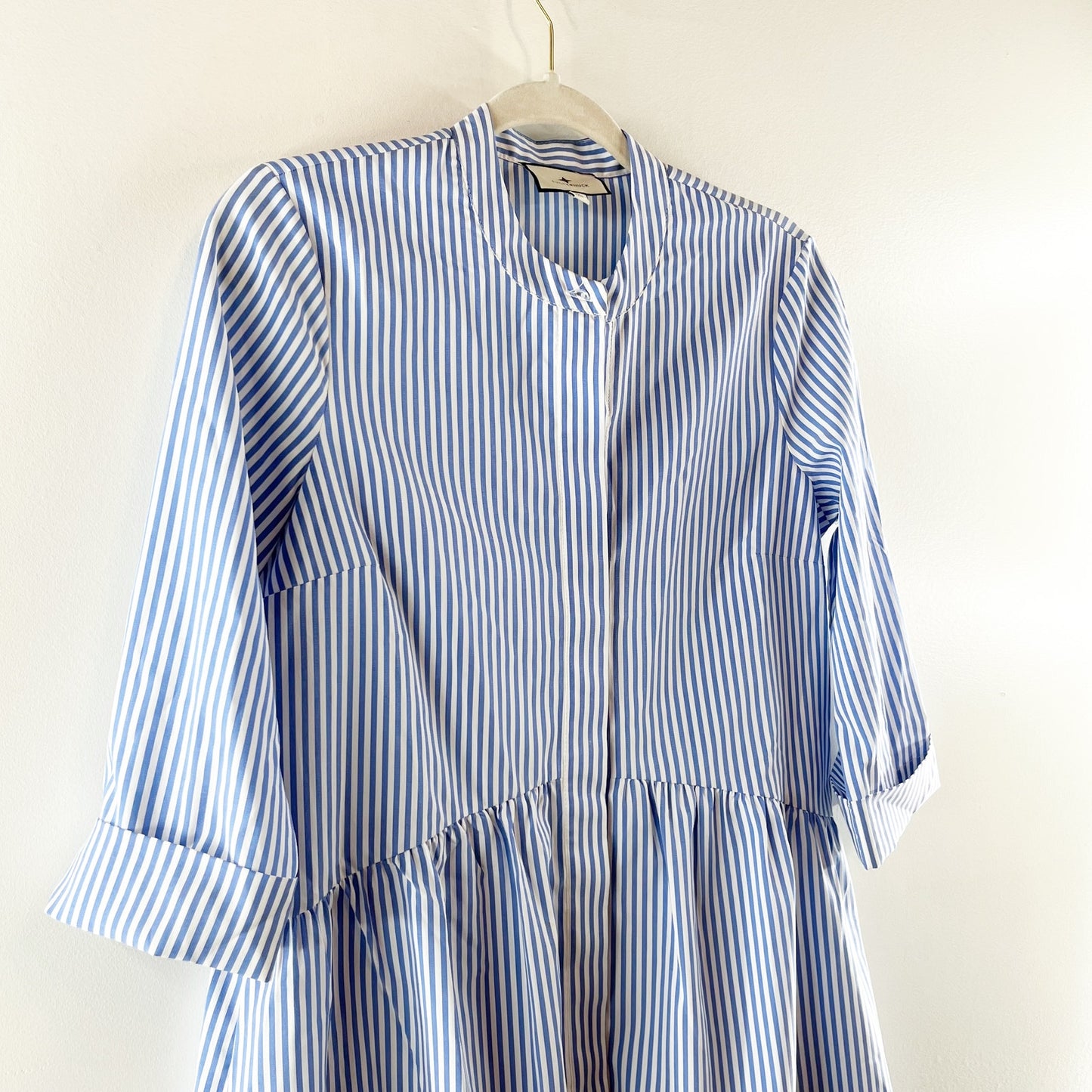 Tuckernuck Striped 3/4 Sleeve Royal Shirt Mini Dress Blue XS