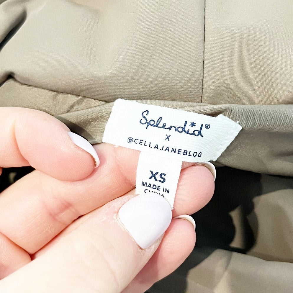 Splendid x Cellajaneblog Long Quilted Puffer Vest Tan Brown XS