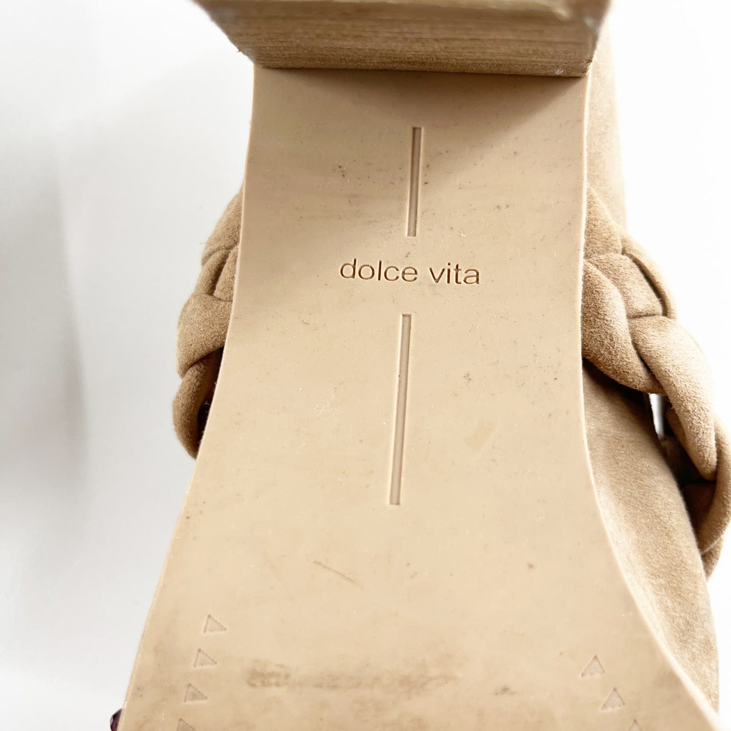 Dolce Vita Serla Pointed Toe Braided Slip On Mule Block Heel Brown Tan 7.5
