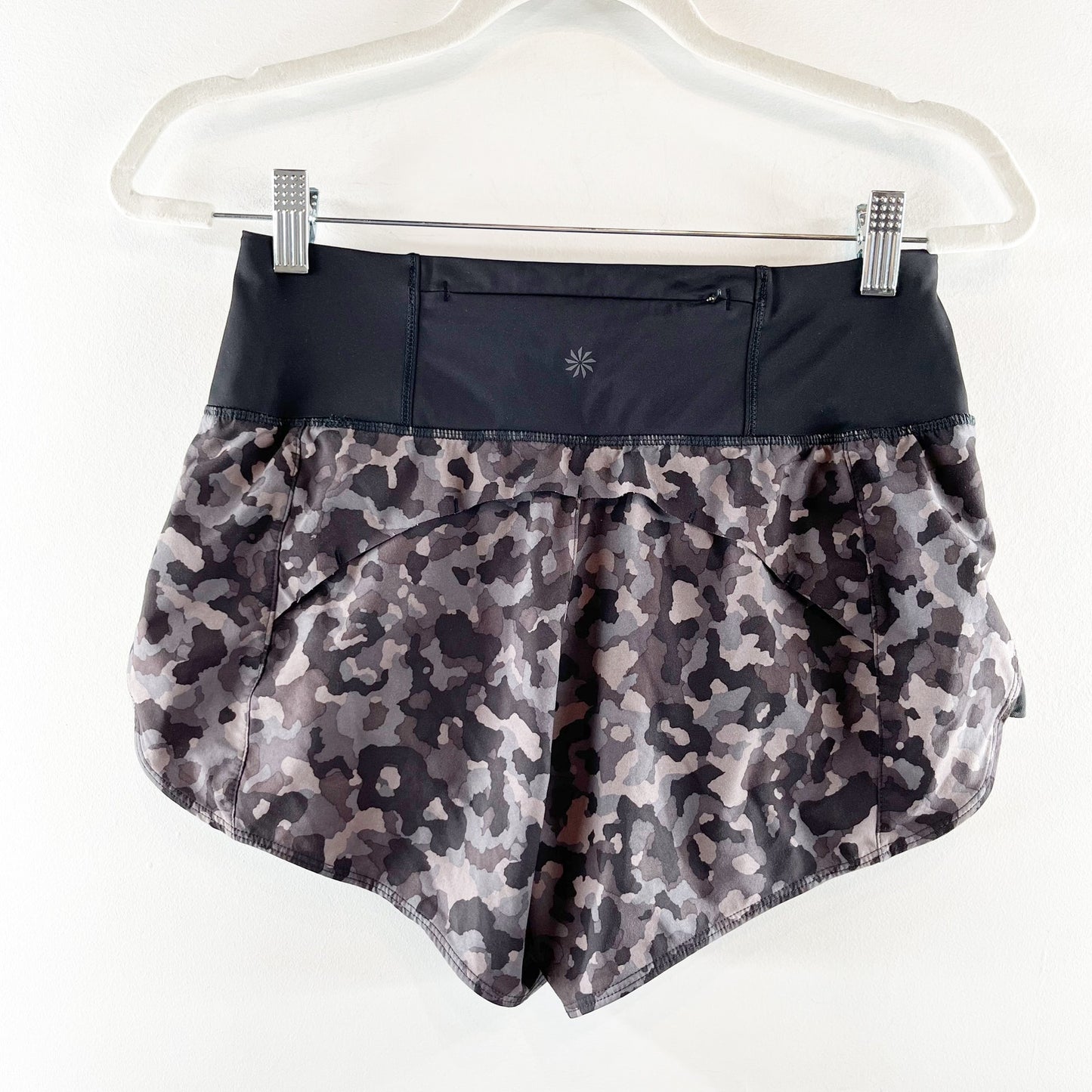 Athleta Running Free Printed Shorts 3.5" Gray Black XS