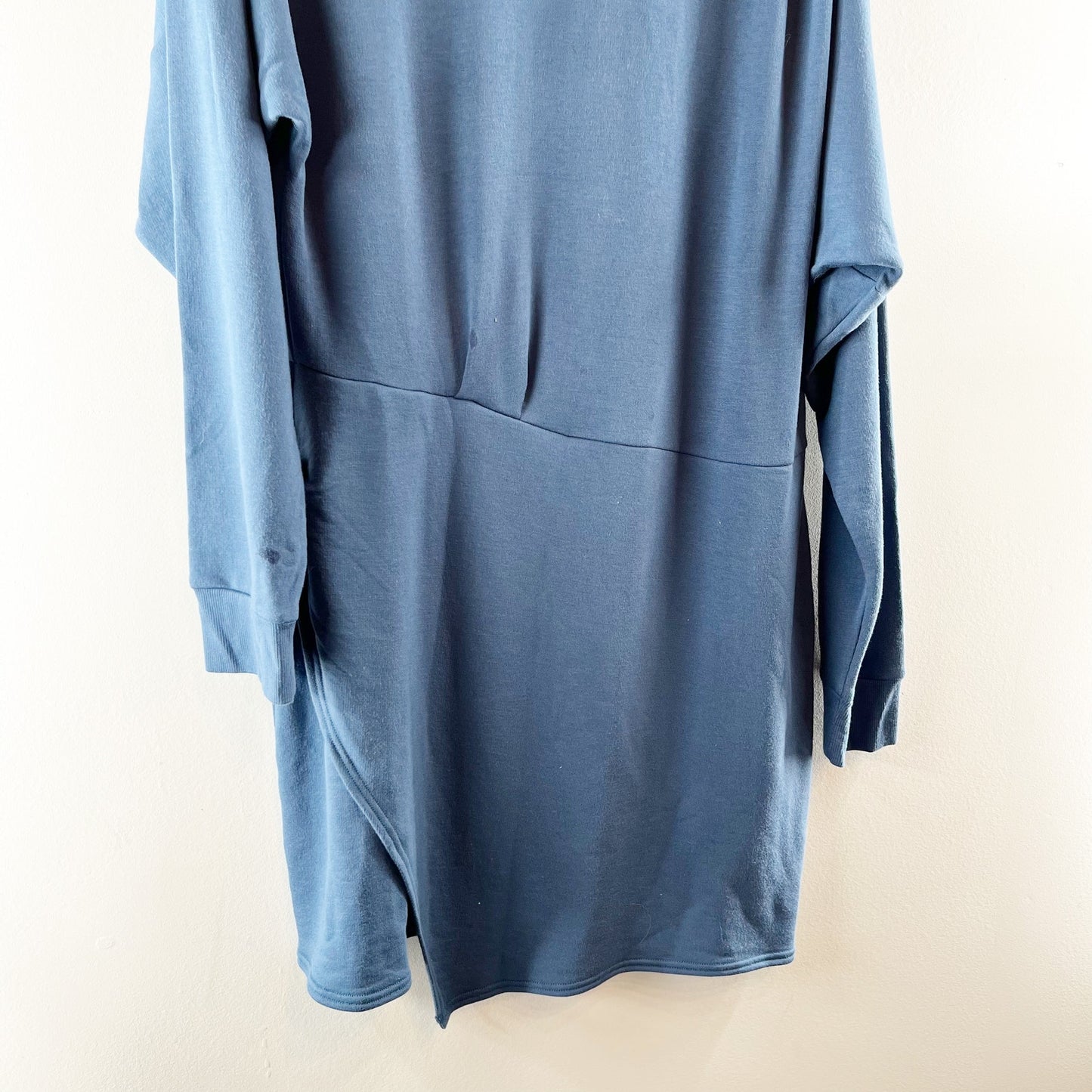 Anthropologie Daily Practice Long Sleeve Off Shoulder Sweatshirt Mini Dress Blue