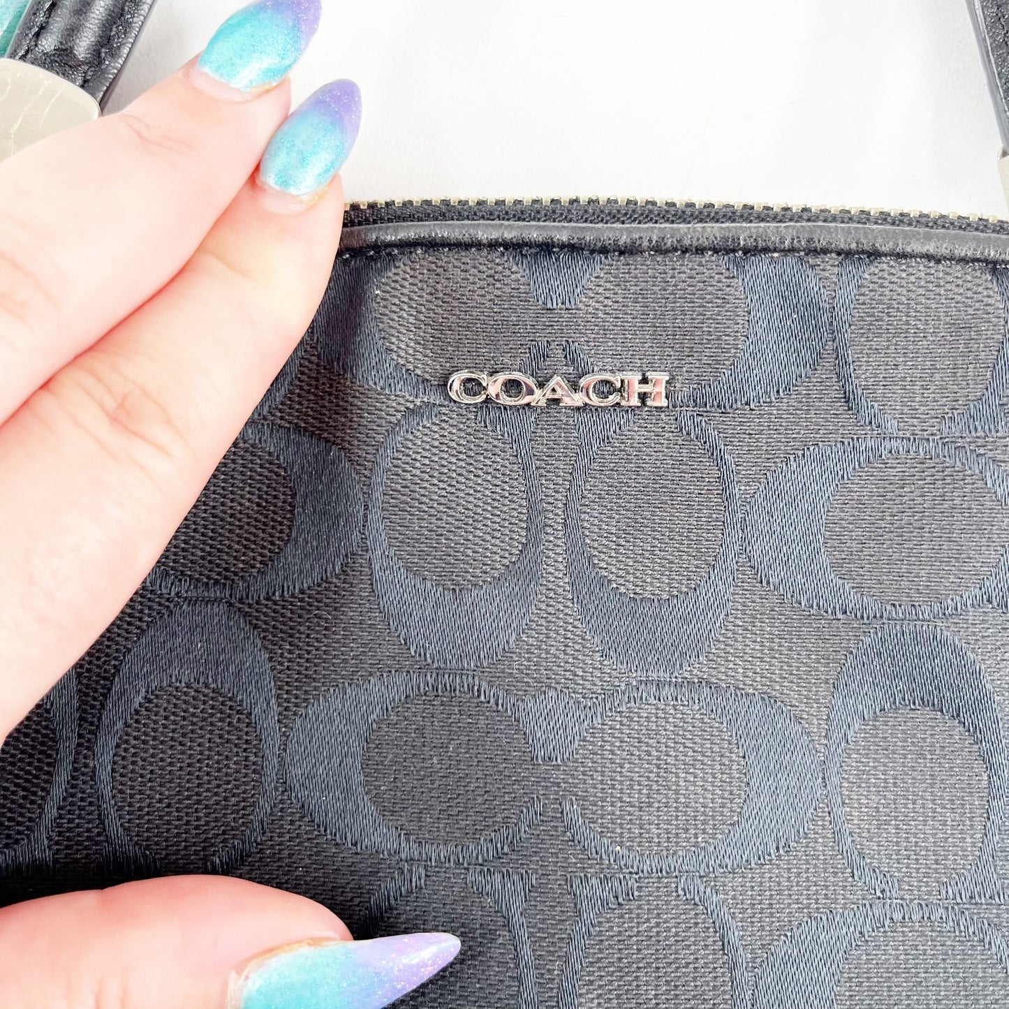 Coach Signature C Logo Madison Shoulder Tote Bag Black