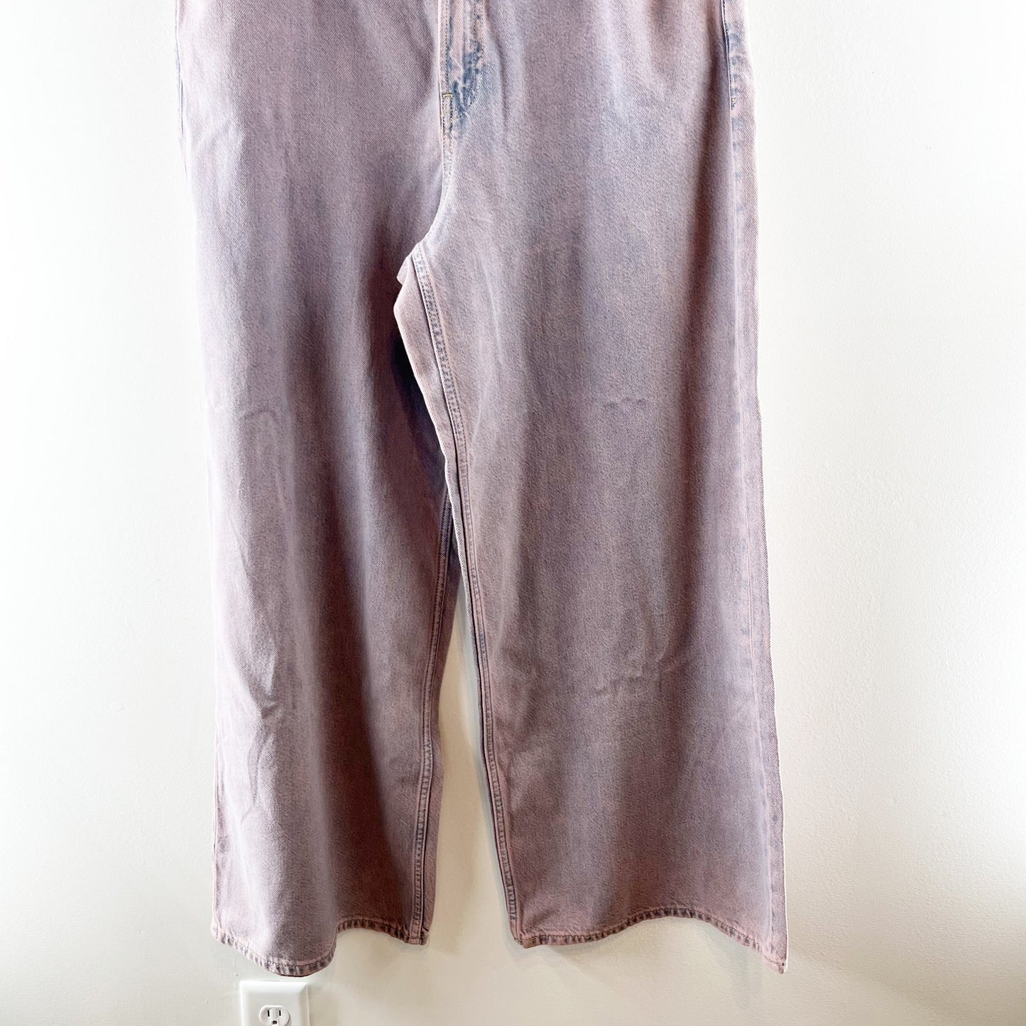 GAP Baggy Mid Rise Wide Leg Ultrasoft Denim Jeans Rose Mist Purple 14 / 32