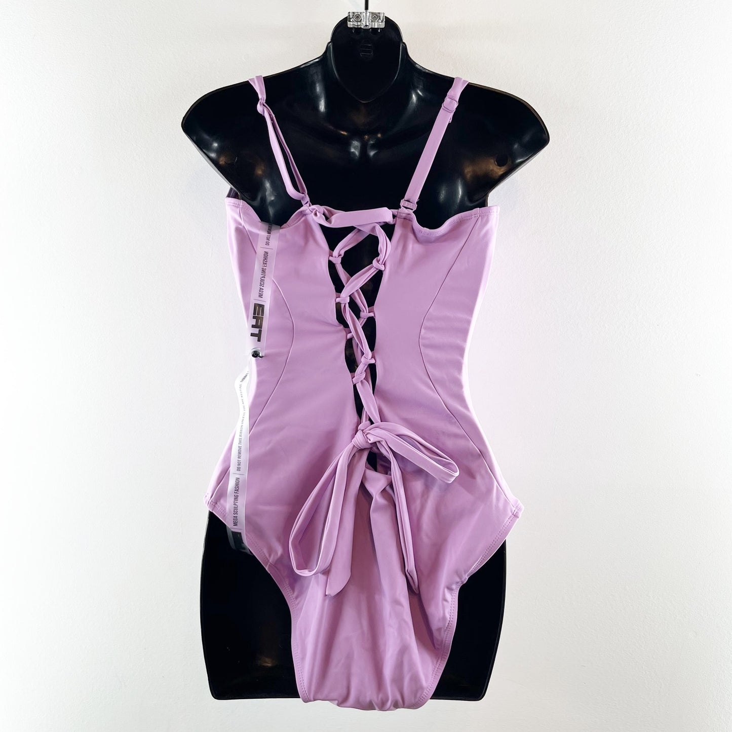 TA3 Swim Sweetie Underwire Lace Up Back One Piece Swimsuit Wild Violet Purple XL