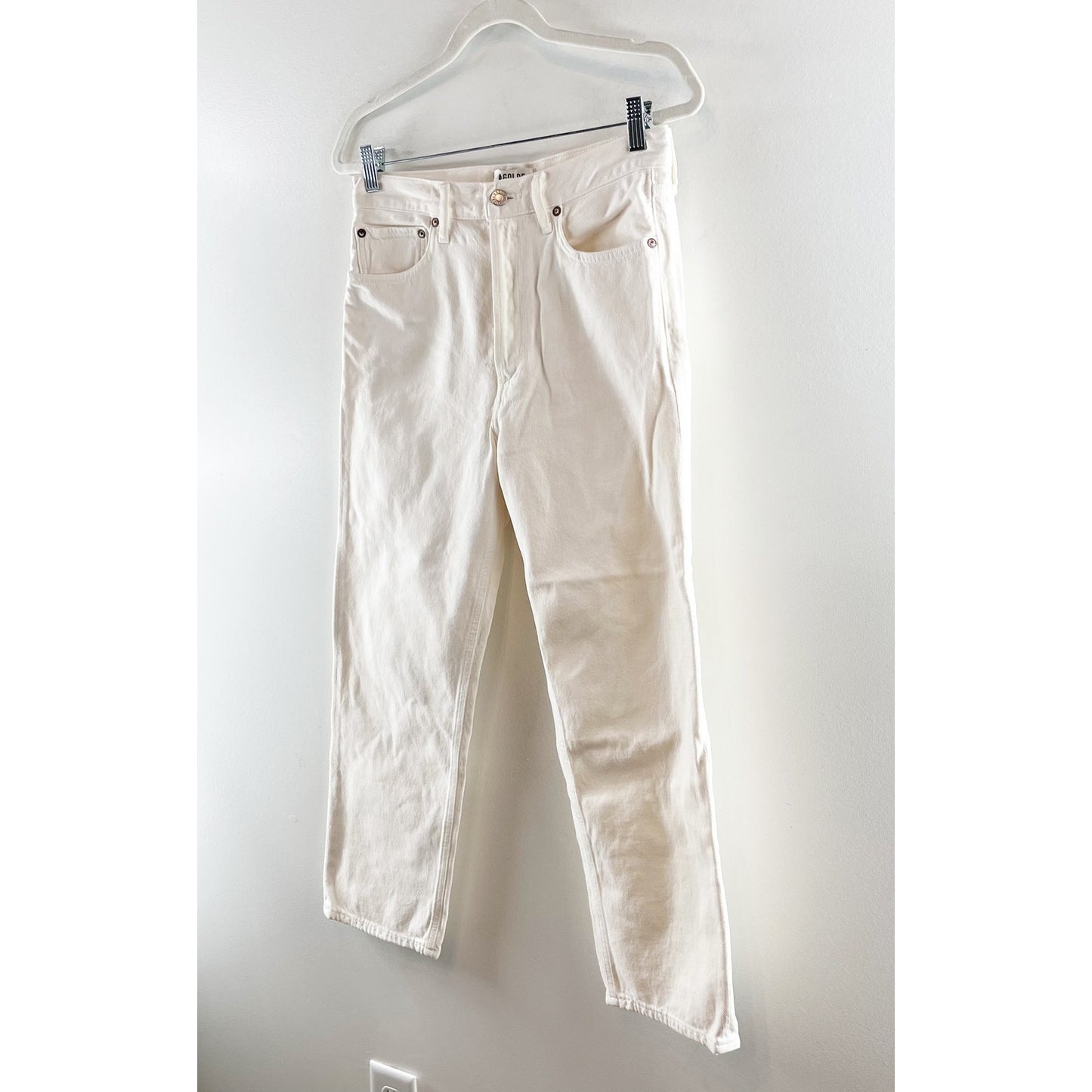 Agolde High Rise 90's Crop Straight Leg Button Fly Jeans White 26 / 2