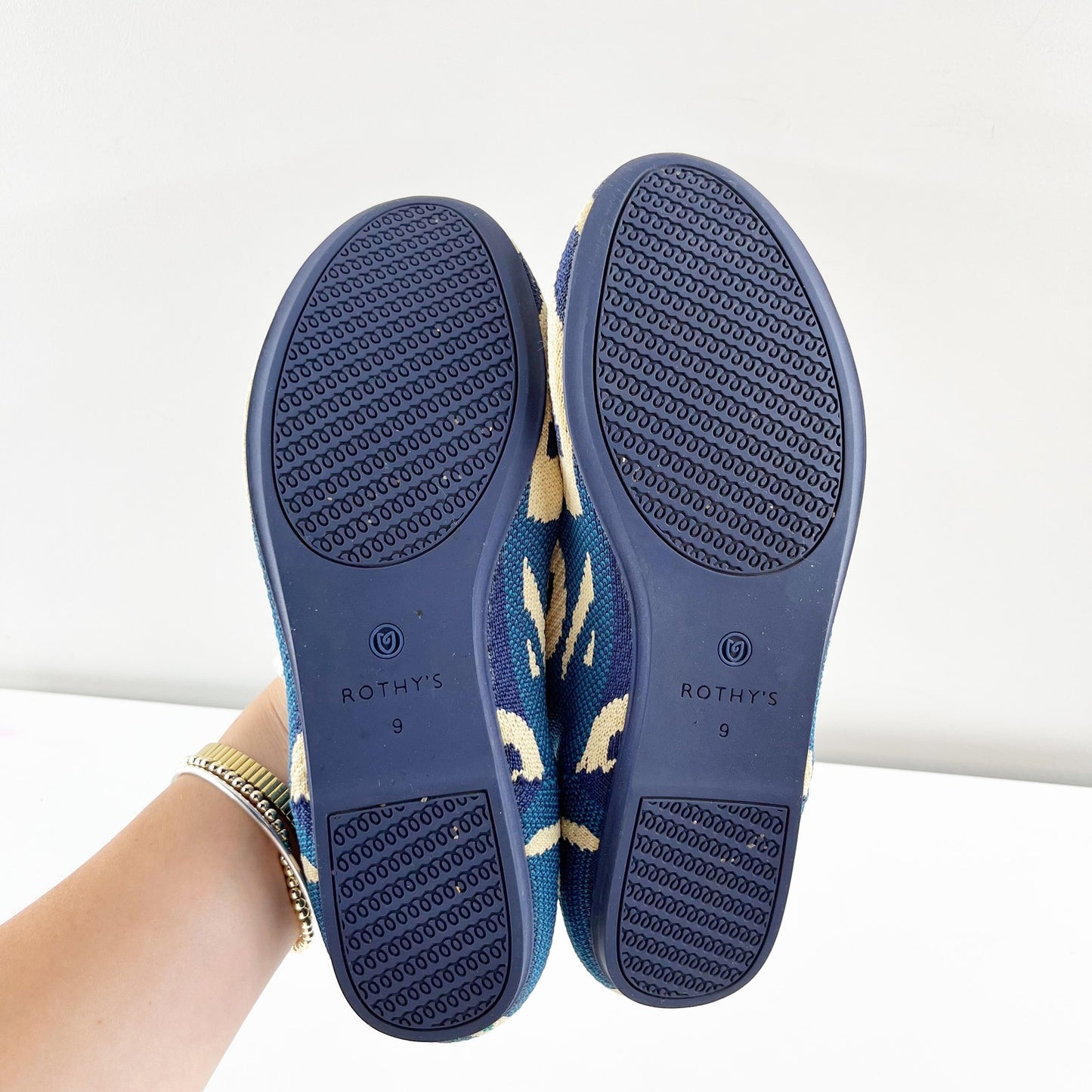 Rothy's Round Toe Moroccan Slip On Ballet Loafer Shoes Blue 9