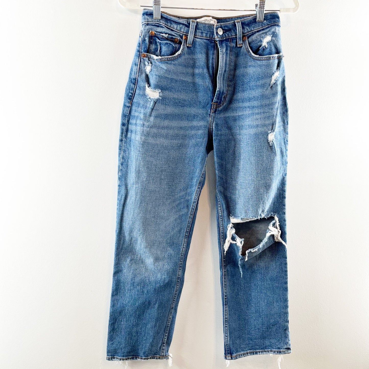 Abercrombie & Fitch The Ankle Straight Ultra High Rise Jeans Curve Love Blue 4 S