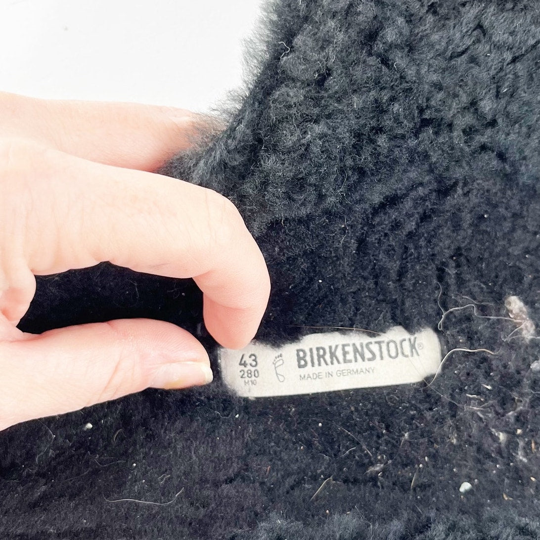 Birkenstock Kyoto Shearling Suede Leather Slide Sandals Black 43 / W M10