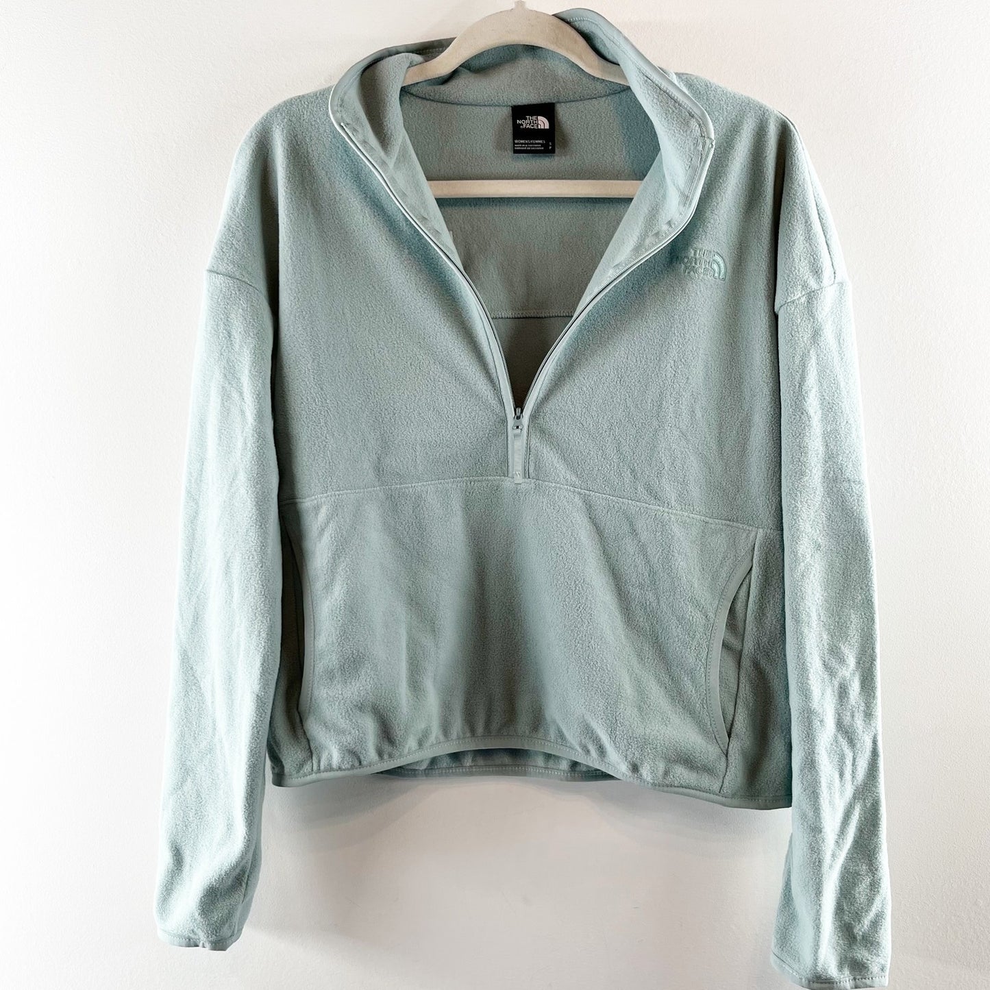 The North Face TKA Glacier 1/2 Zip Cropped Sweater Jacket Green Small