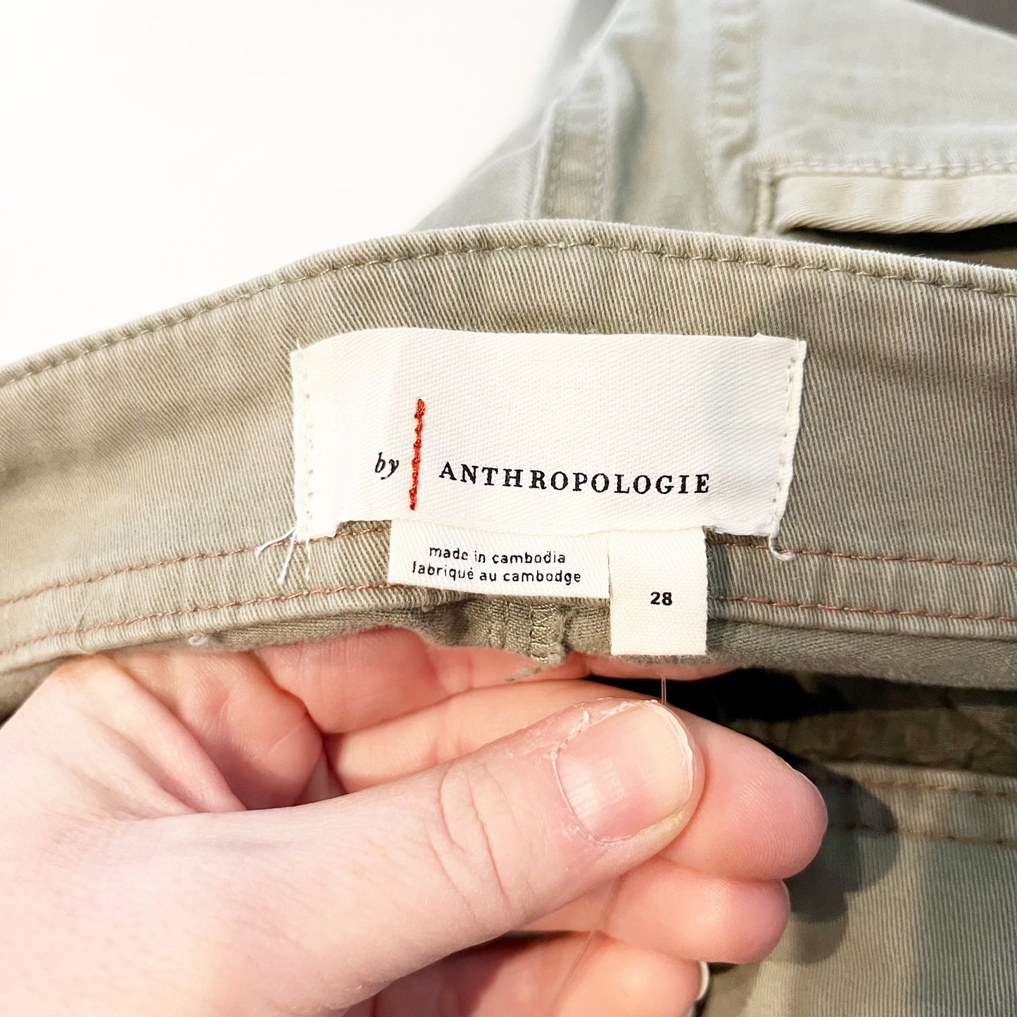 Anthropologie Slim Ankle High Rise Cargo Utility Pants Green 28