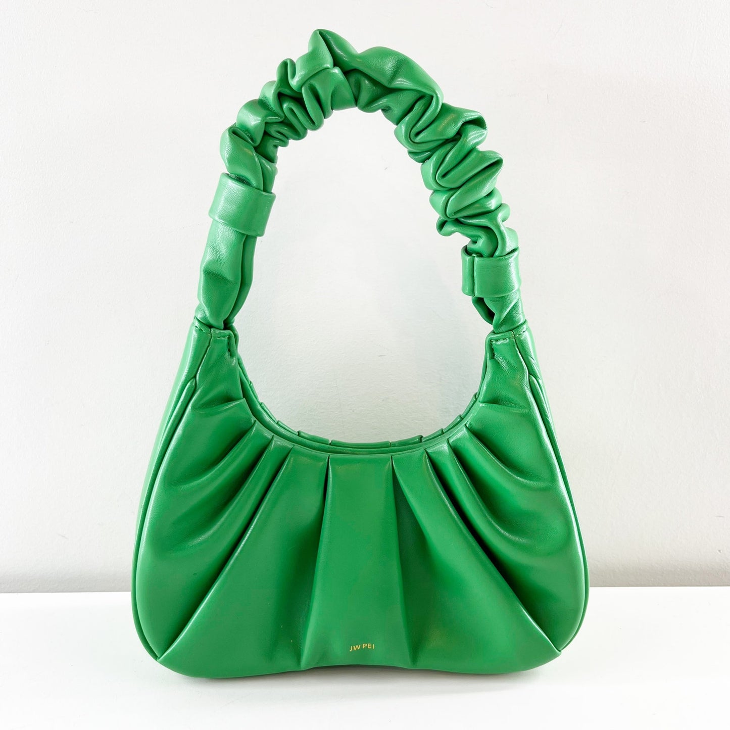 JW PEI Gabbi Ruched Vegan Leather Shoulder Bag Purse Grass Green