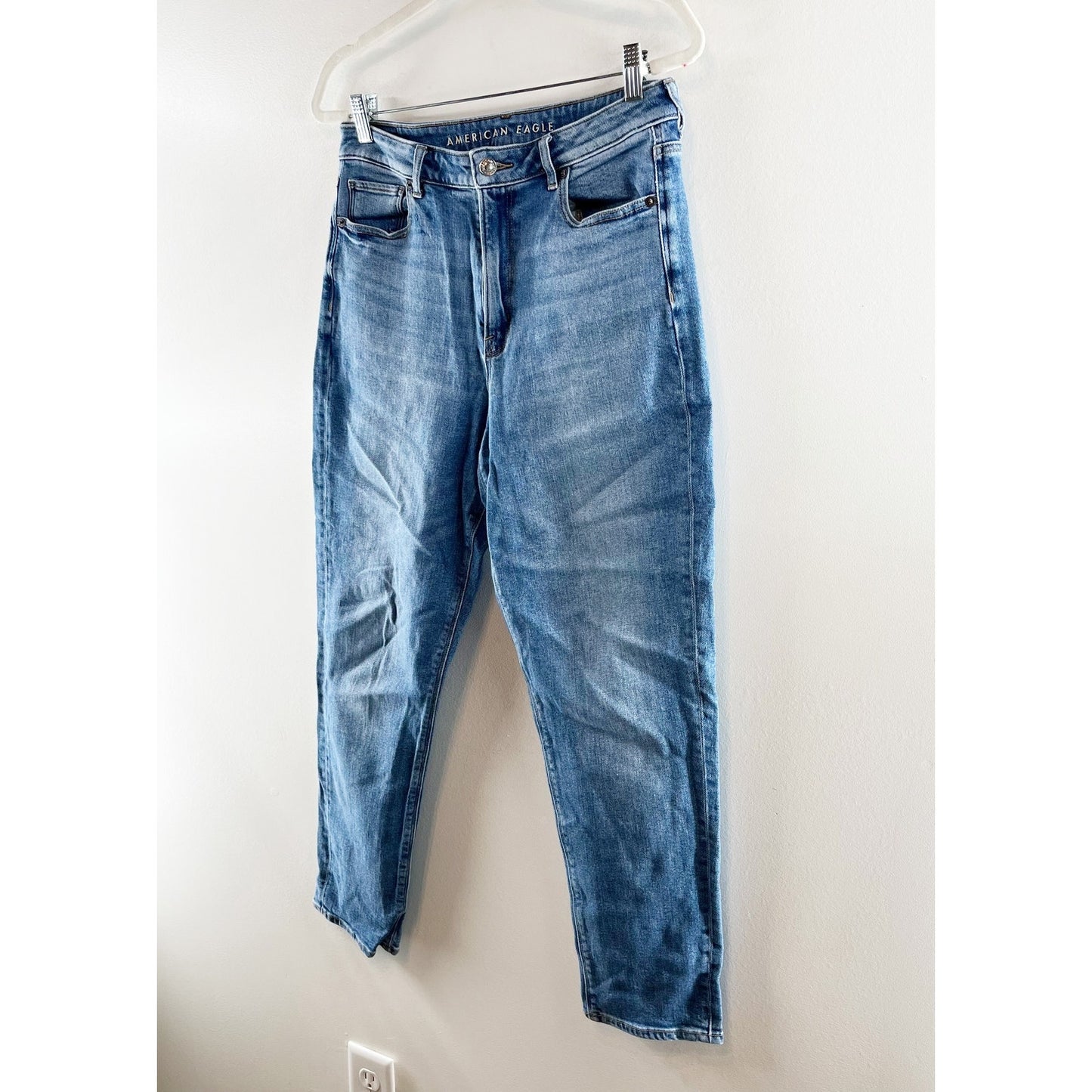 American Eagle High Rise Stretch Mom Jeans Blue 8