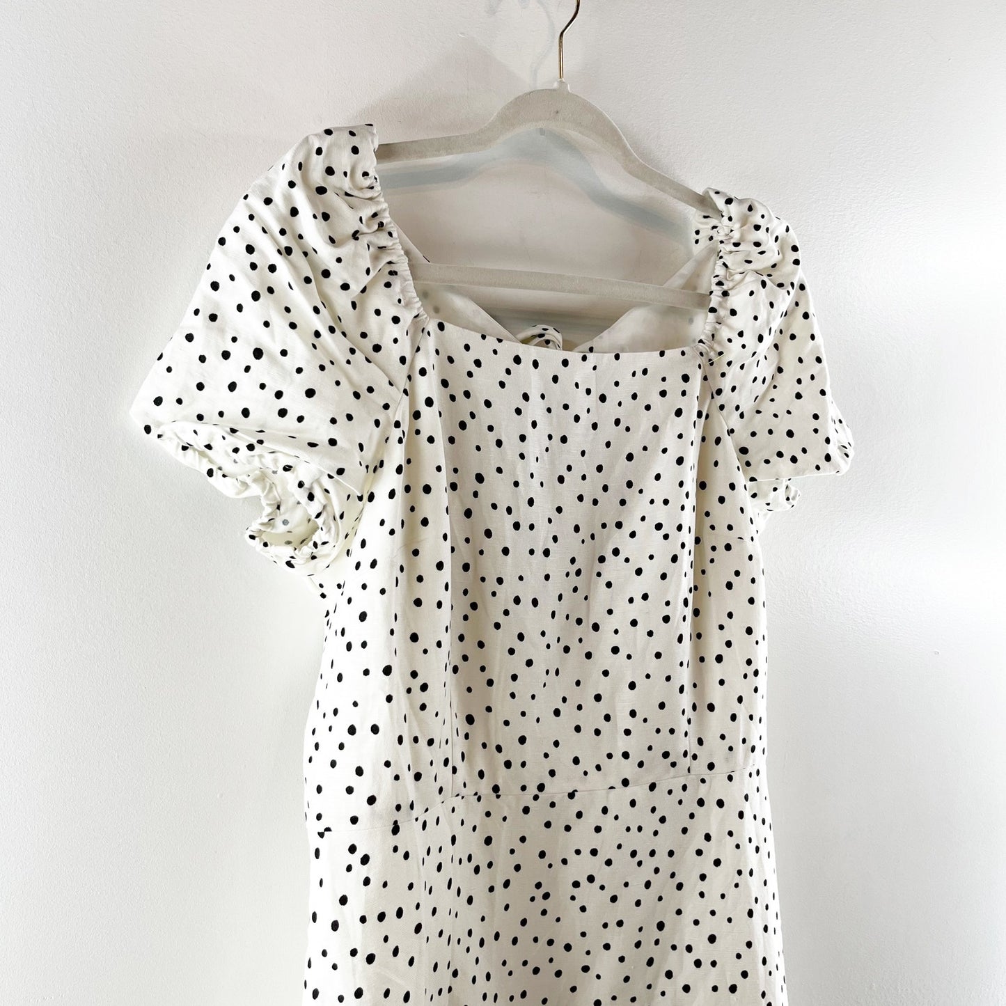 LOFT Petite Polka Dotted Short Flutter Sleeve Mini Dress White 12 Petite
