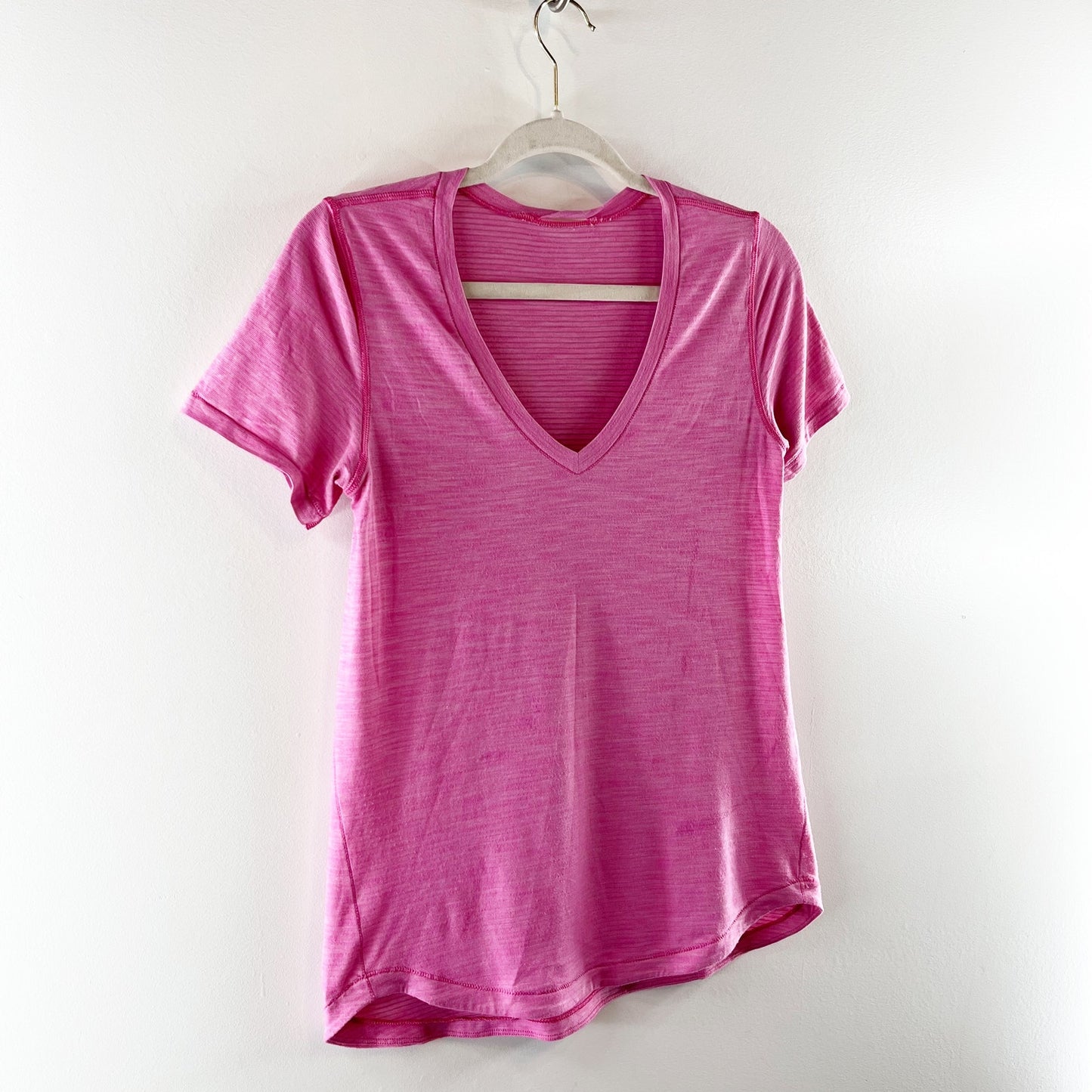 Lululemon What The Sport Short Sleeve V-Neck Tee Heathered Pink Paradise Small