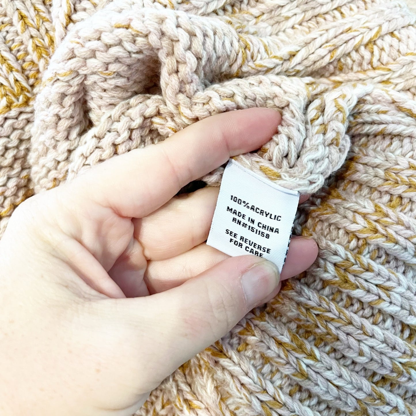 525 America Blair Shaker Knit Ombre Long Sleeve Turtleneck Sweater Beige XL