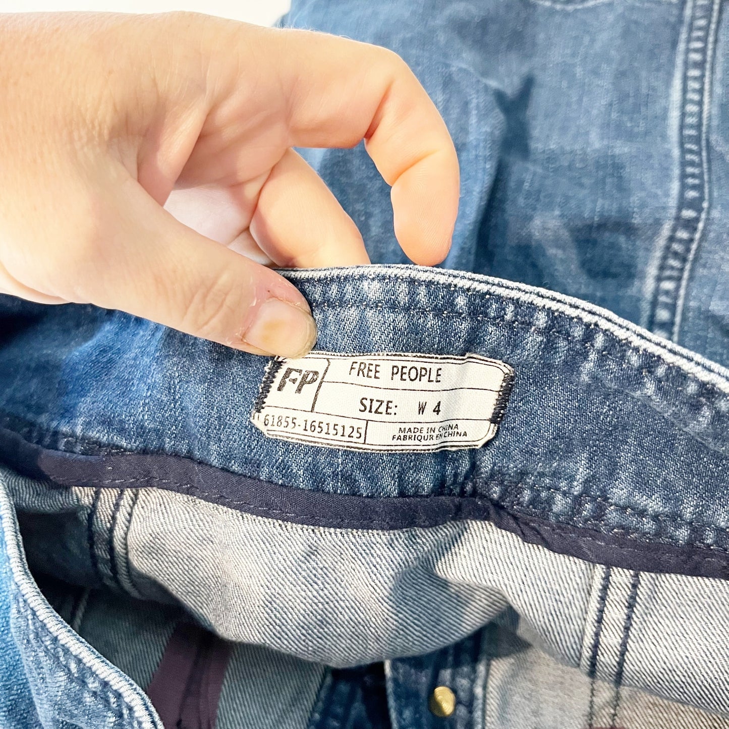 Free People Come a Little Closer Denim Mini Button Up Mini Skirt Blue 4