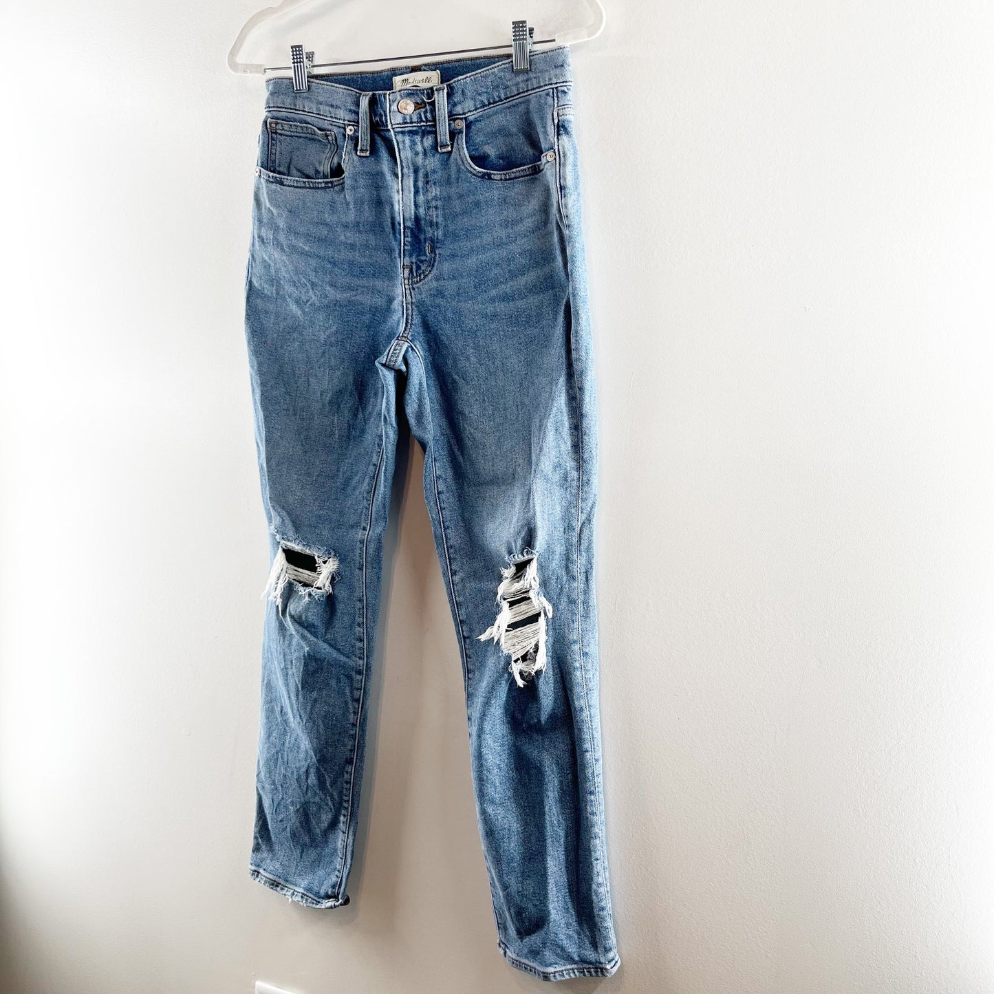 Madewell The Roadtripper High Rise Slim Boyjeans Ripped Edition Blue 26