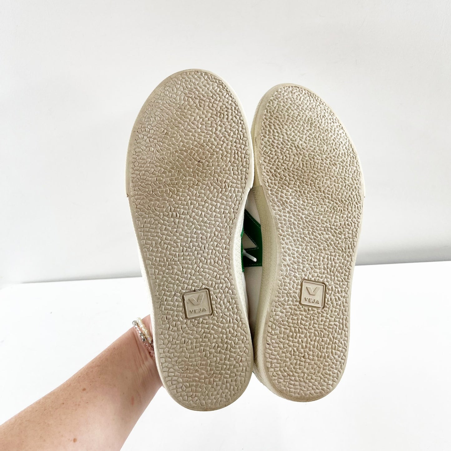 Veja Volley Suede Leather Low Top Canvas Sneakers White Emeraude Green 9