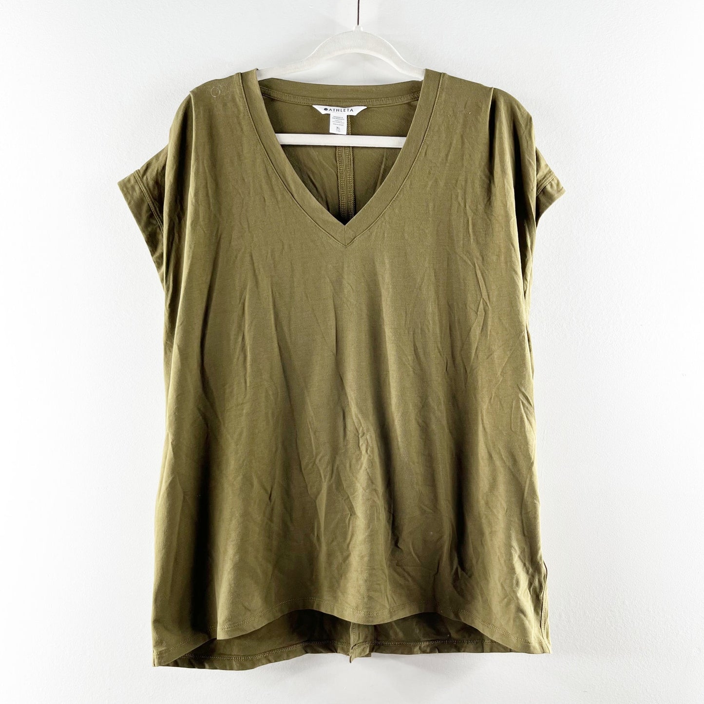 Athleta Outbound Twist Short Sleeve Tee Shirt Olive Green XL
