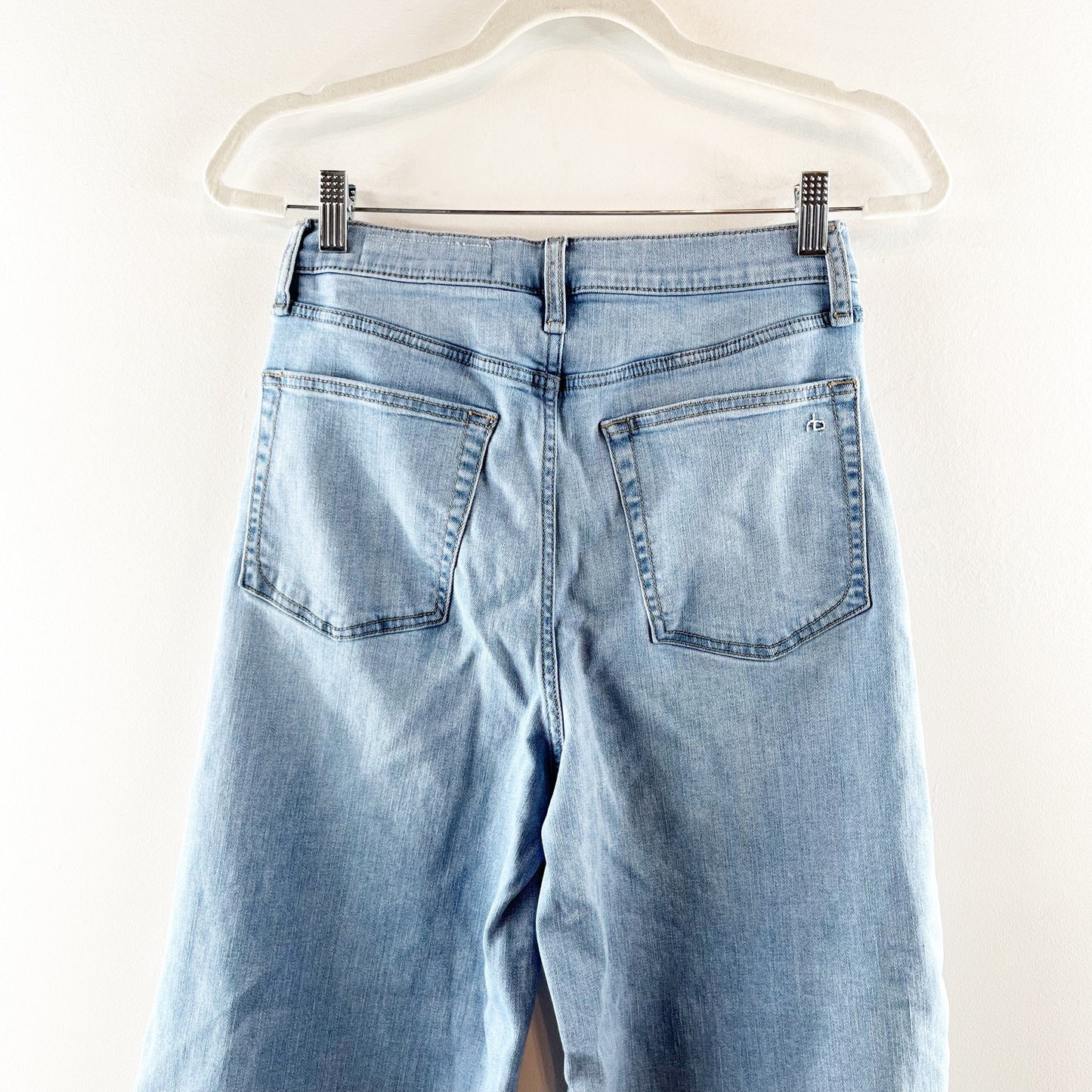 Rag & Bone Serena High Rise Denim Fray Hem Wide Leg Jeans Blue 28