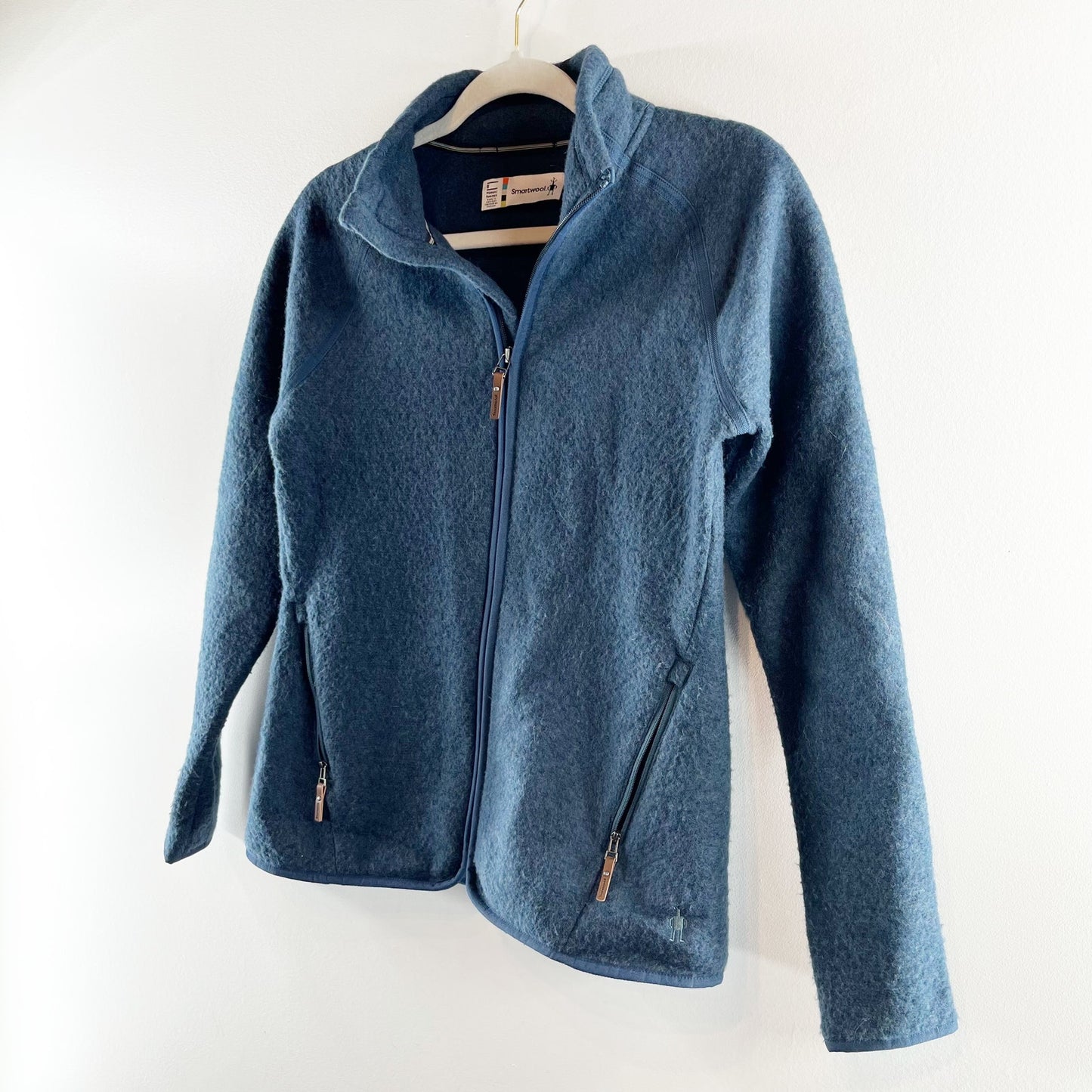 Smartwool Ful Zip Long Sleeve Zip Pockets Blue Small