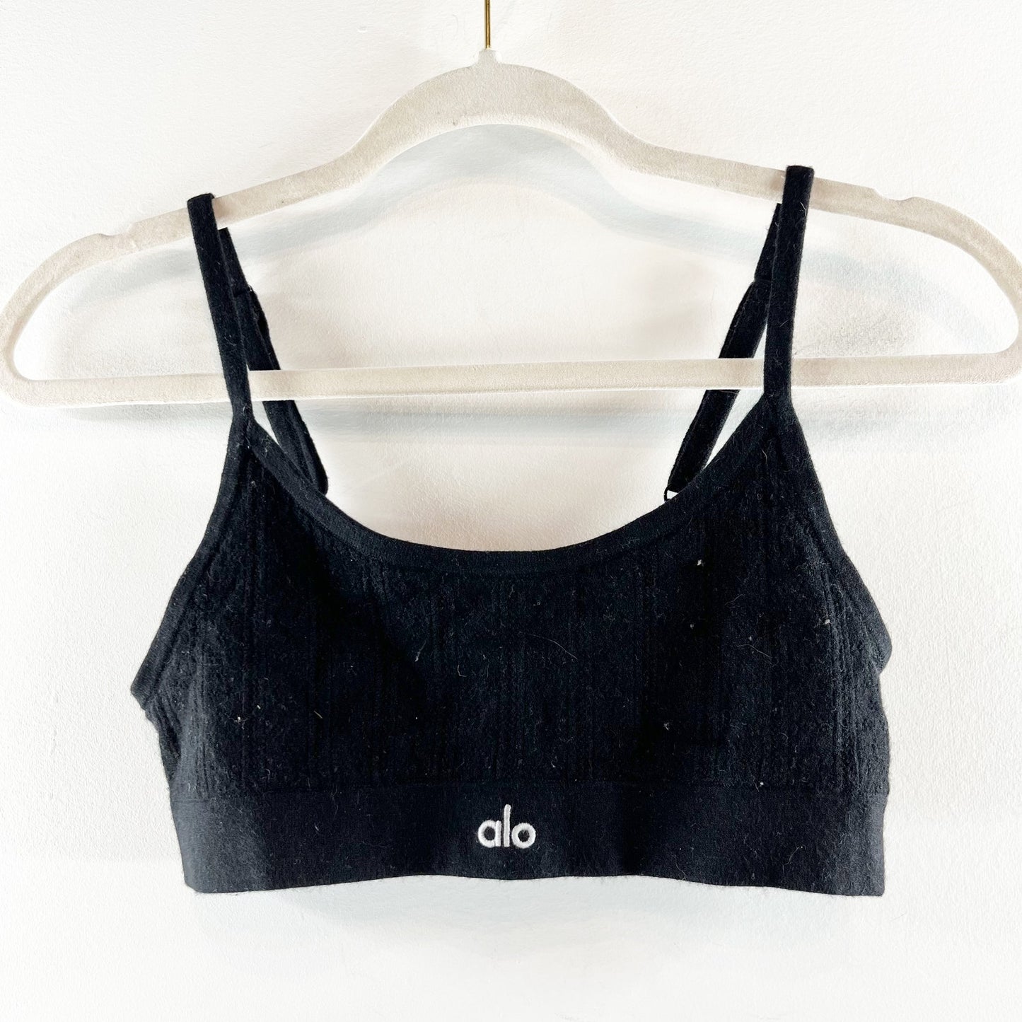 Alo Yoga Pointelle Sweater Be Mine Bra Bralette Black Small